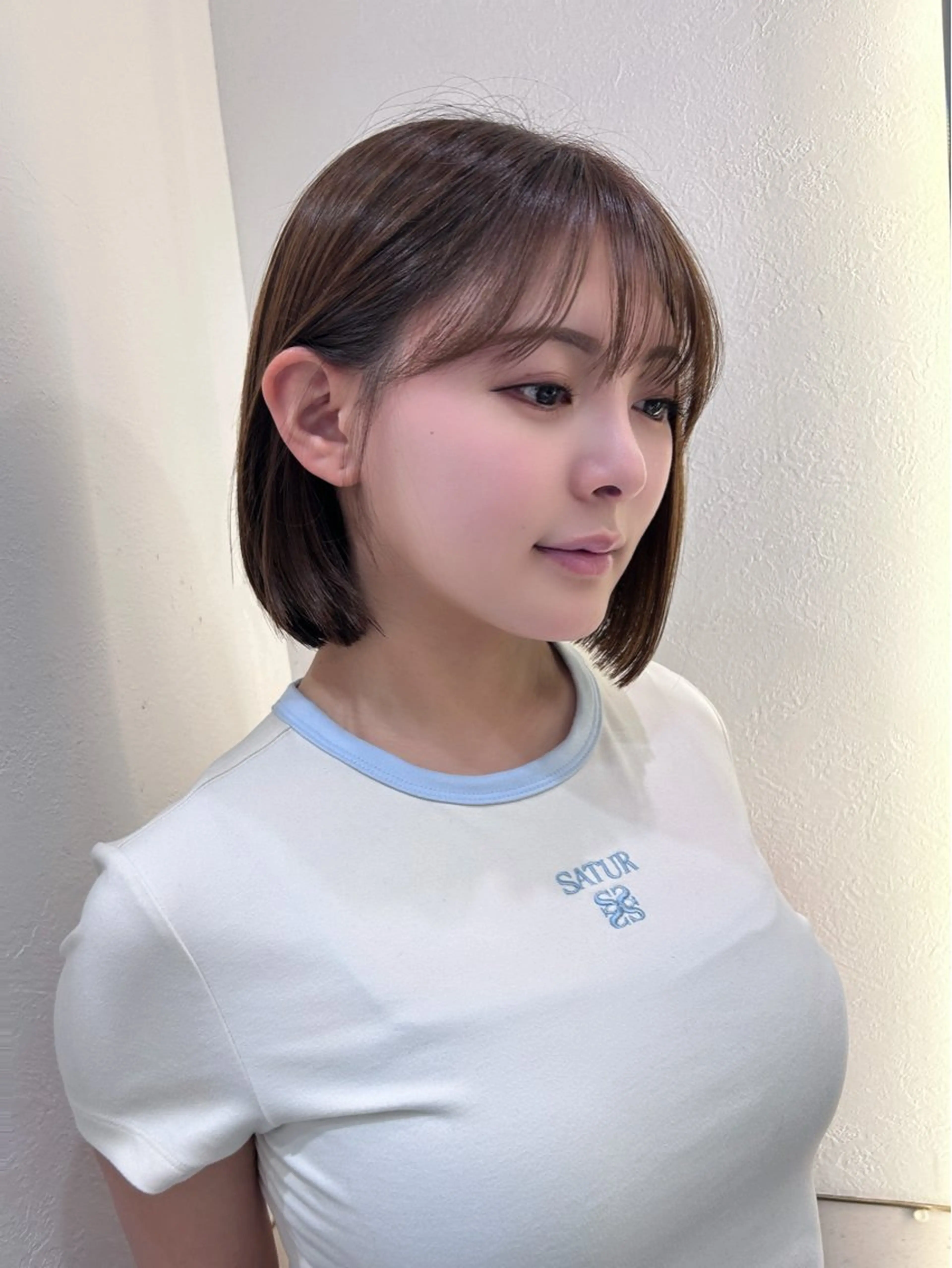 ショート カラー ブラウンカラー 透明感カラー グレージュ ボブ くびれヘア カット ヘアカラー トリートメント ボブ/レイヤーボブ/ 髪質改善/梶川 夏季のヘアスタイル