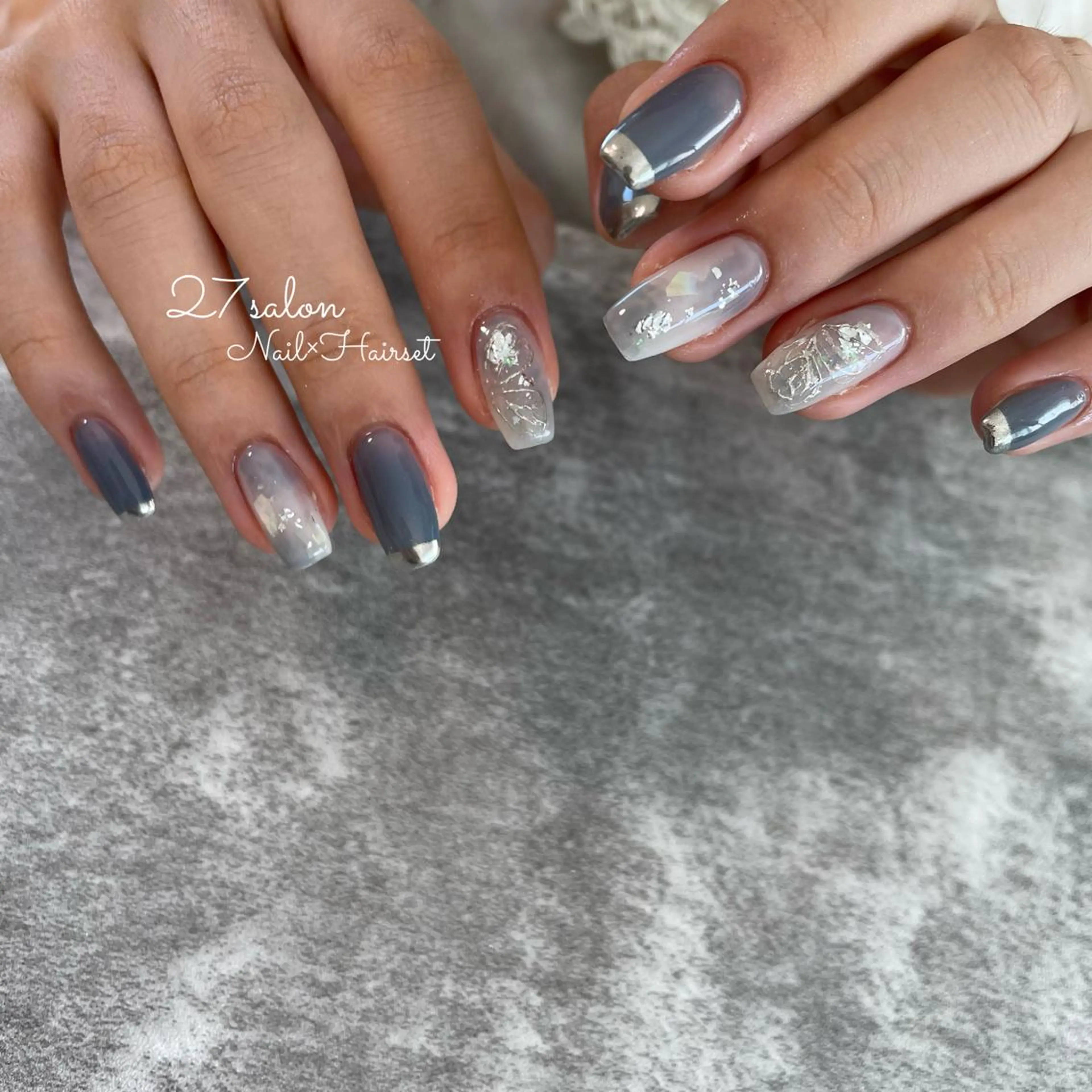 ネイル ミラーネイル ニュアンスネイル 27salon yuinaのネイルデザイン