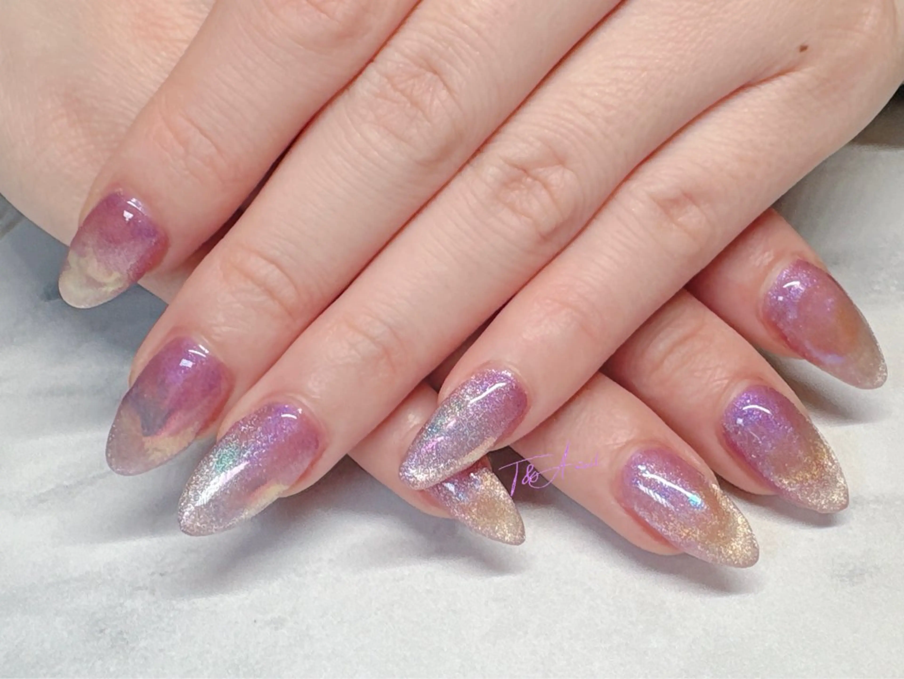 ネイル 長さ出し ジェルネイル マグネットネイル スカルプネイル ハンドネイル T&A nailのネイルデザイン