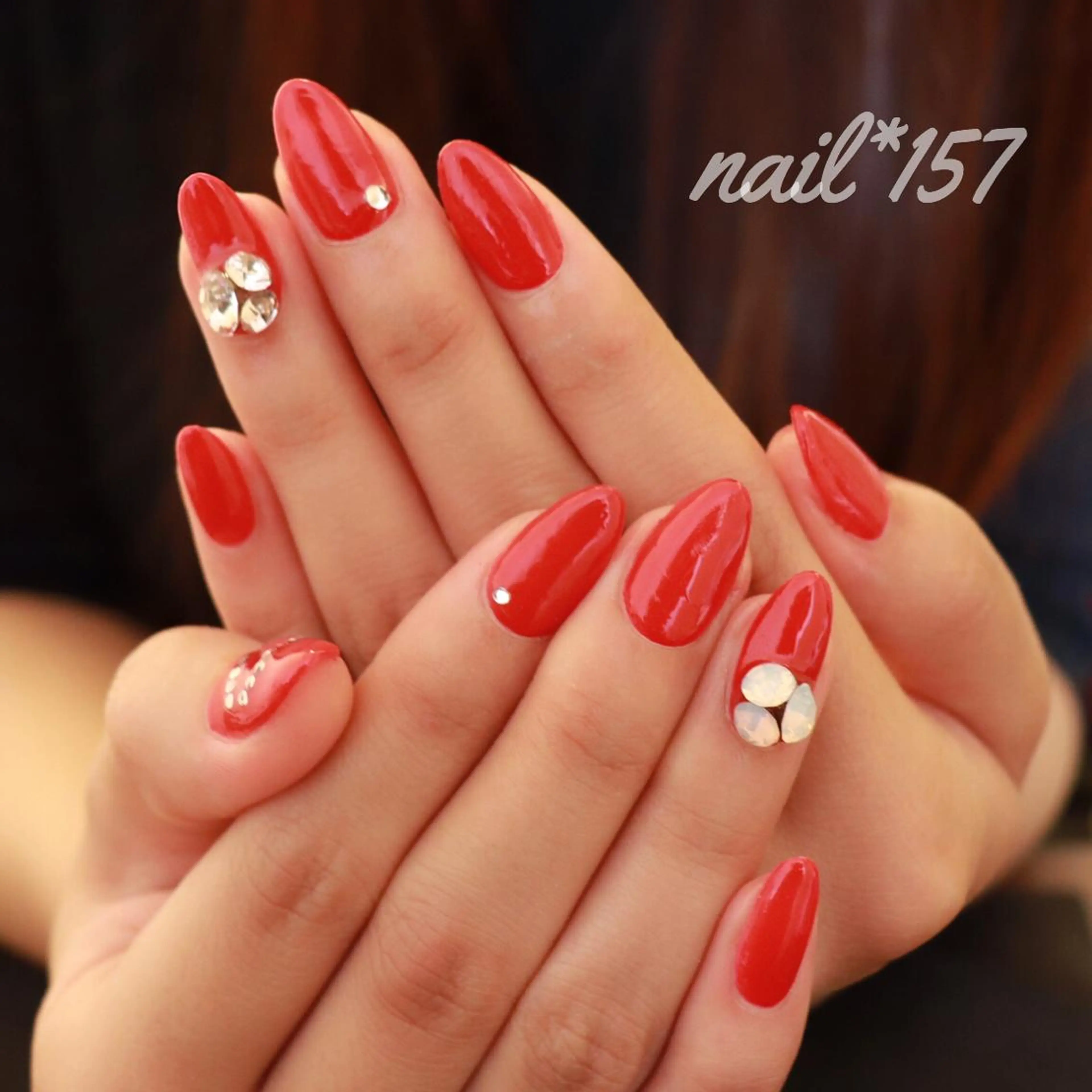 ネイル ワンカラーネイル 赤色 nail*157 .のネイルデザイン