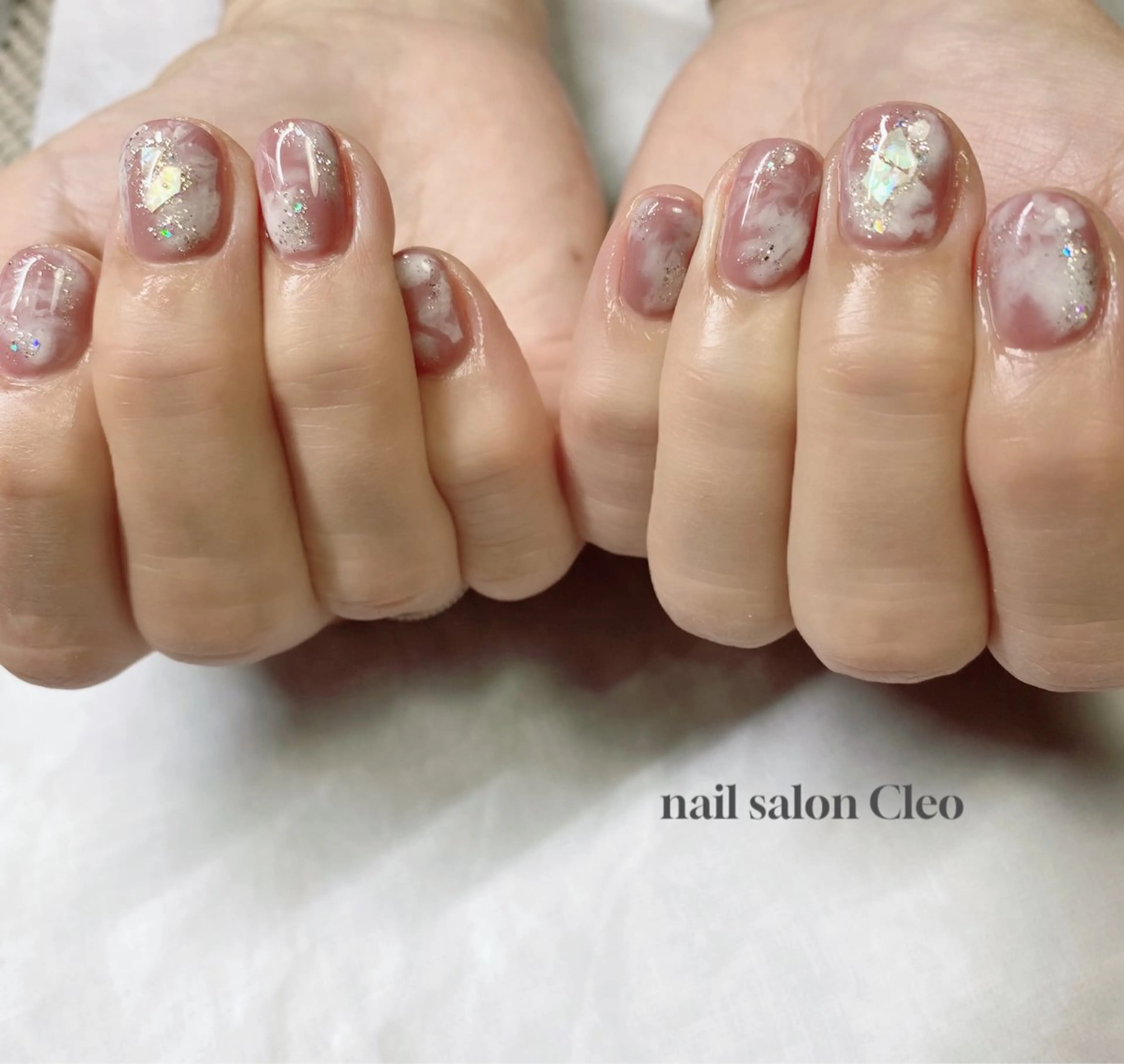 ネイル アートネイル ニュアンスネイル ピンク ホワイト Cleo クレオのネイルデザイン