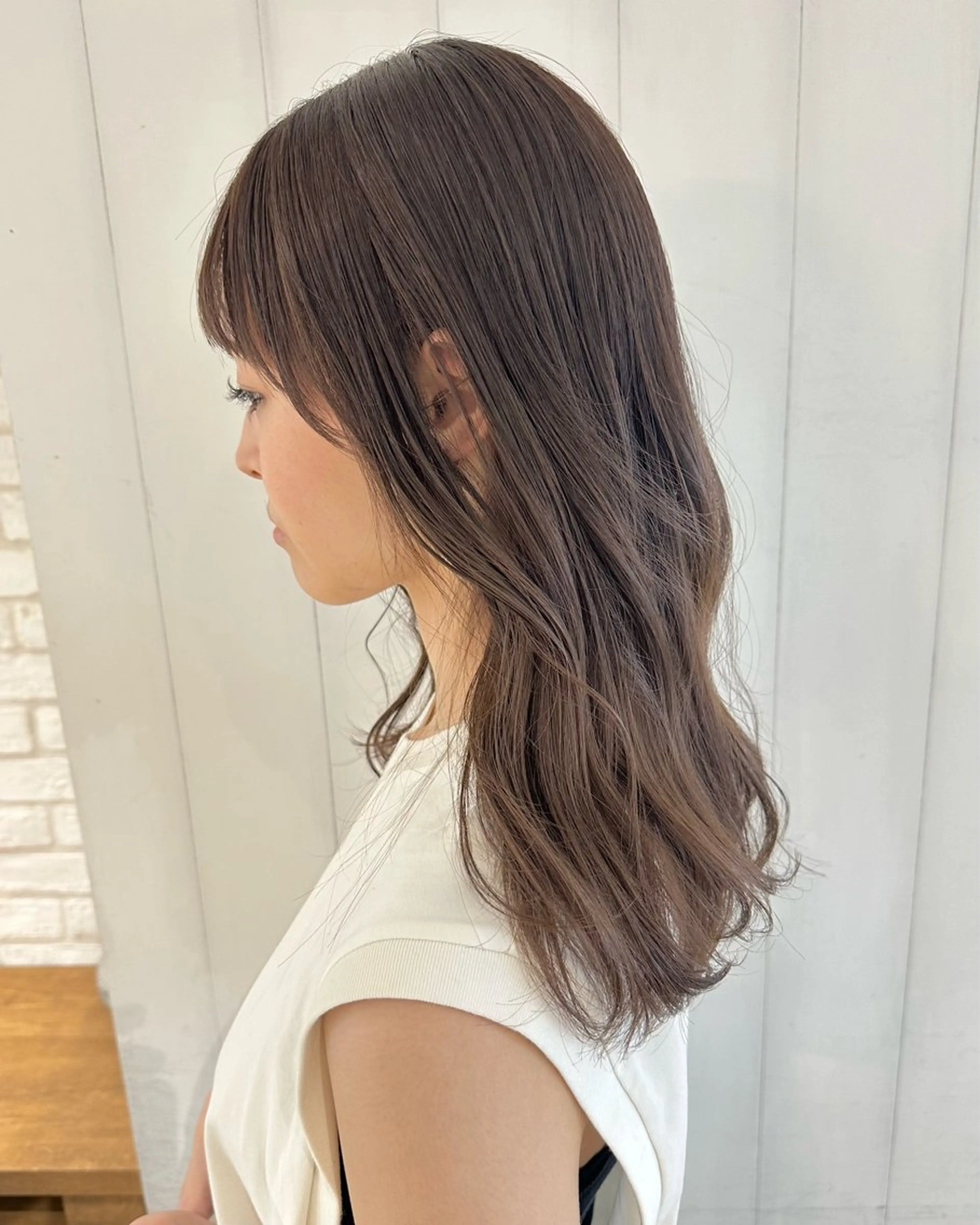 セミロング カラー ヘアアレンジ ベージュカラー カット ヘアカラー トリートメント ヘアセット ブリーチなしで透明感 艶カラー【Ryo】のヘアスタイル