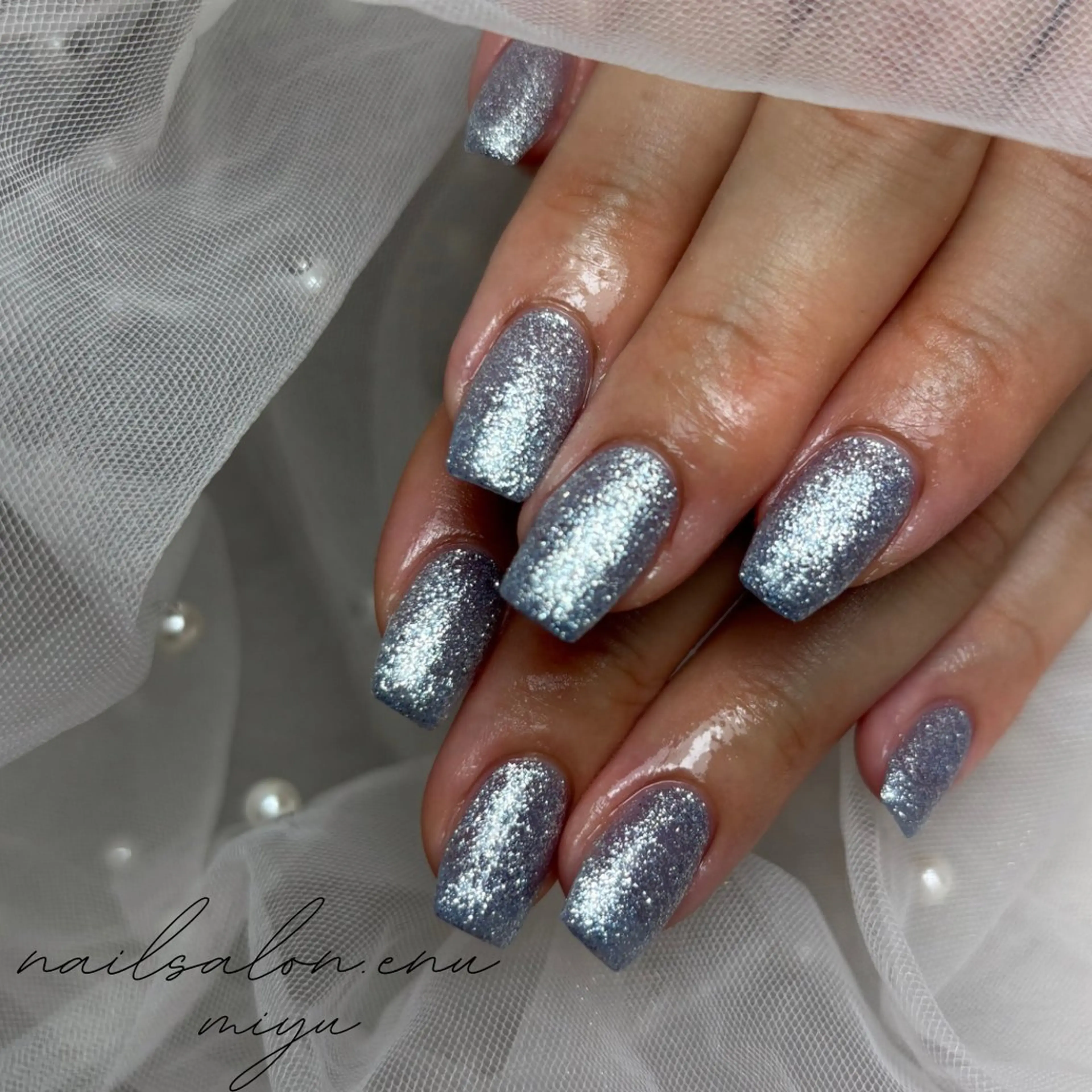 ネイル ラメ(グリッター) ワンカラーネイル nailsalon enu.　miyuのネイルデザイン