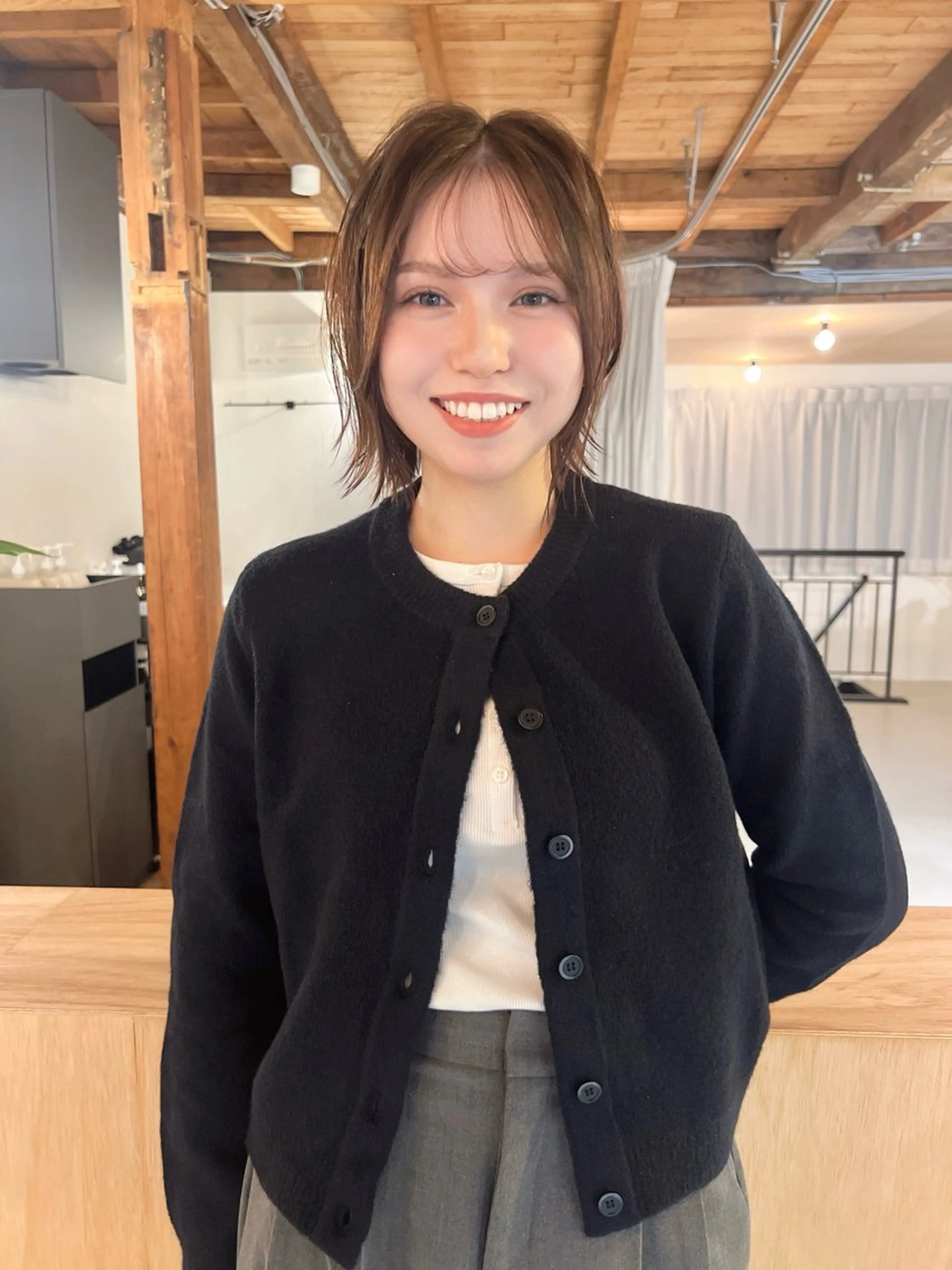 ミディアム ボブレイヤー ボブ 顔周りカット レイヤーカット カット ヘアカラー トリートメント t.hair垂門真吾 曲がる縮毛矯正/ボブのヘアスタイル