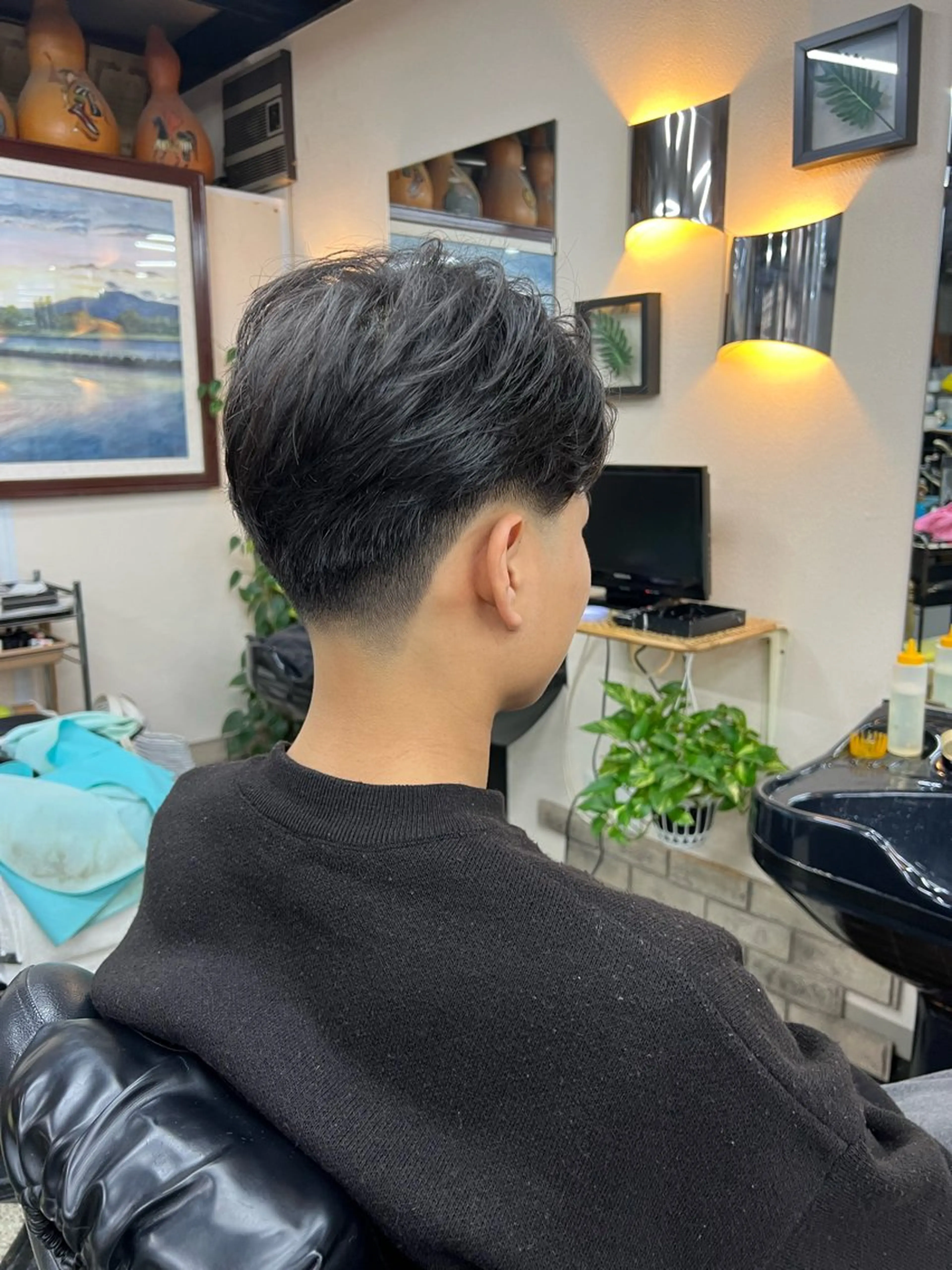 ミディアム メンズ フェードカット 七三 ボイスバーバー高野店所属・田畑 凜仁のヘアスタイル