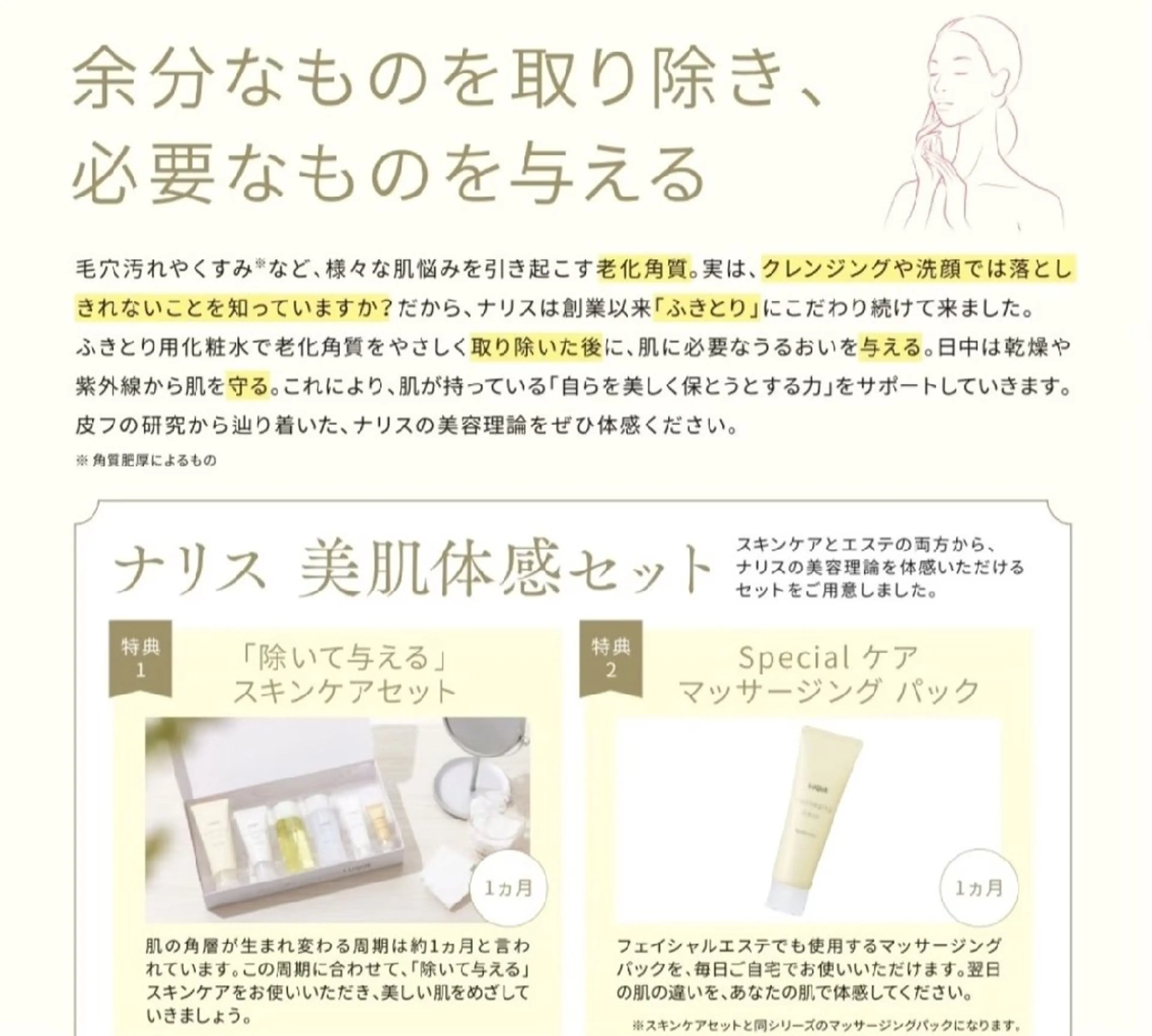 美肌体感セット(1ヶ月分のﾎｰﾑｽｷﾝｹｱ付き)＋4回ｾﾙﾌｿﾆｯｸｴｽﾃの写真