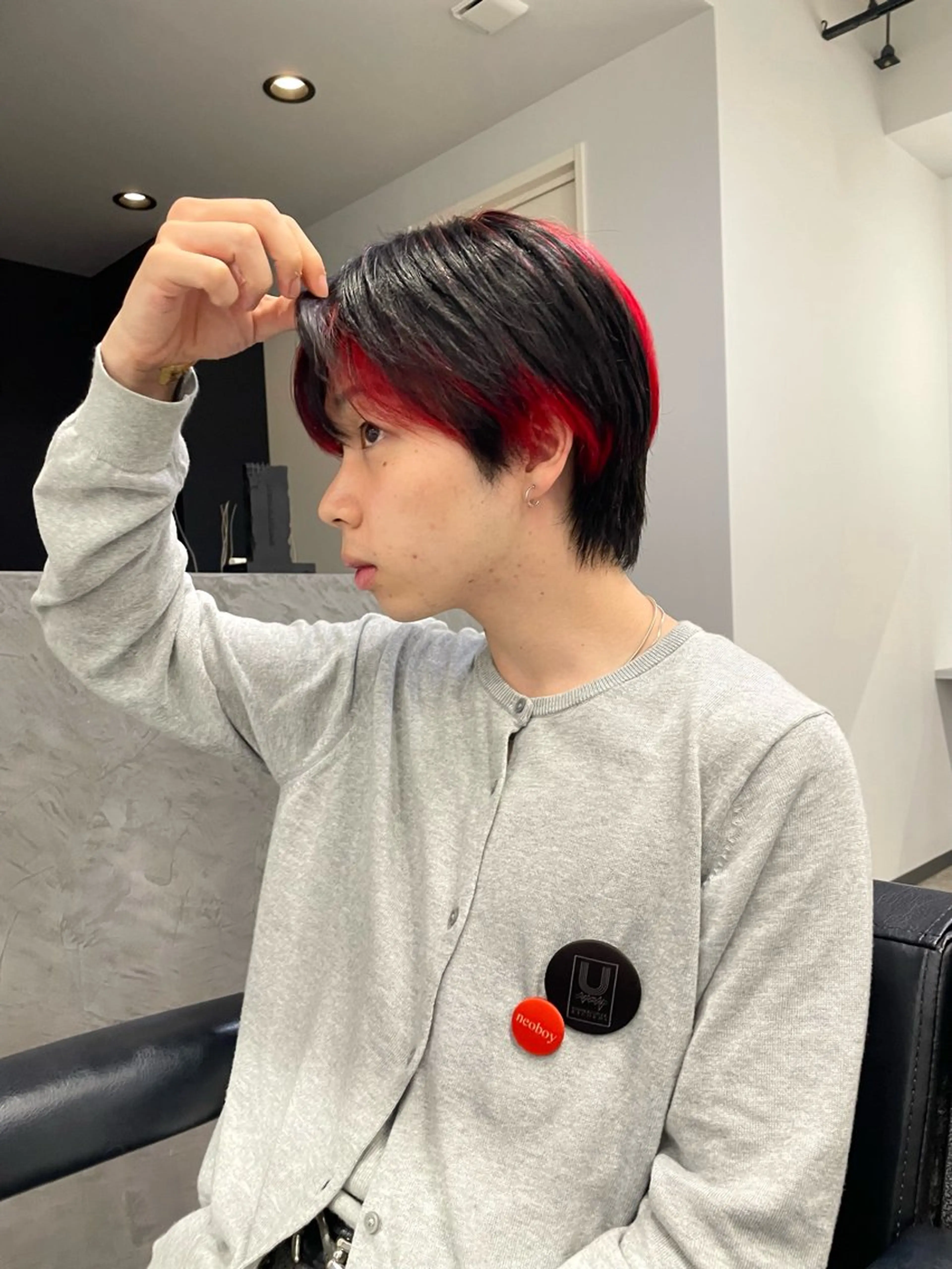 ショート カラー ブリーチ デザインカラー men'scut募集 /艶カラー/上杉健太のヘアスタイル