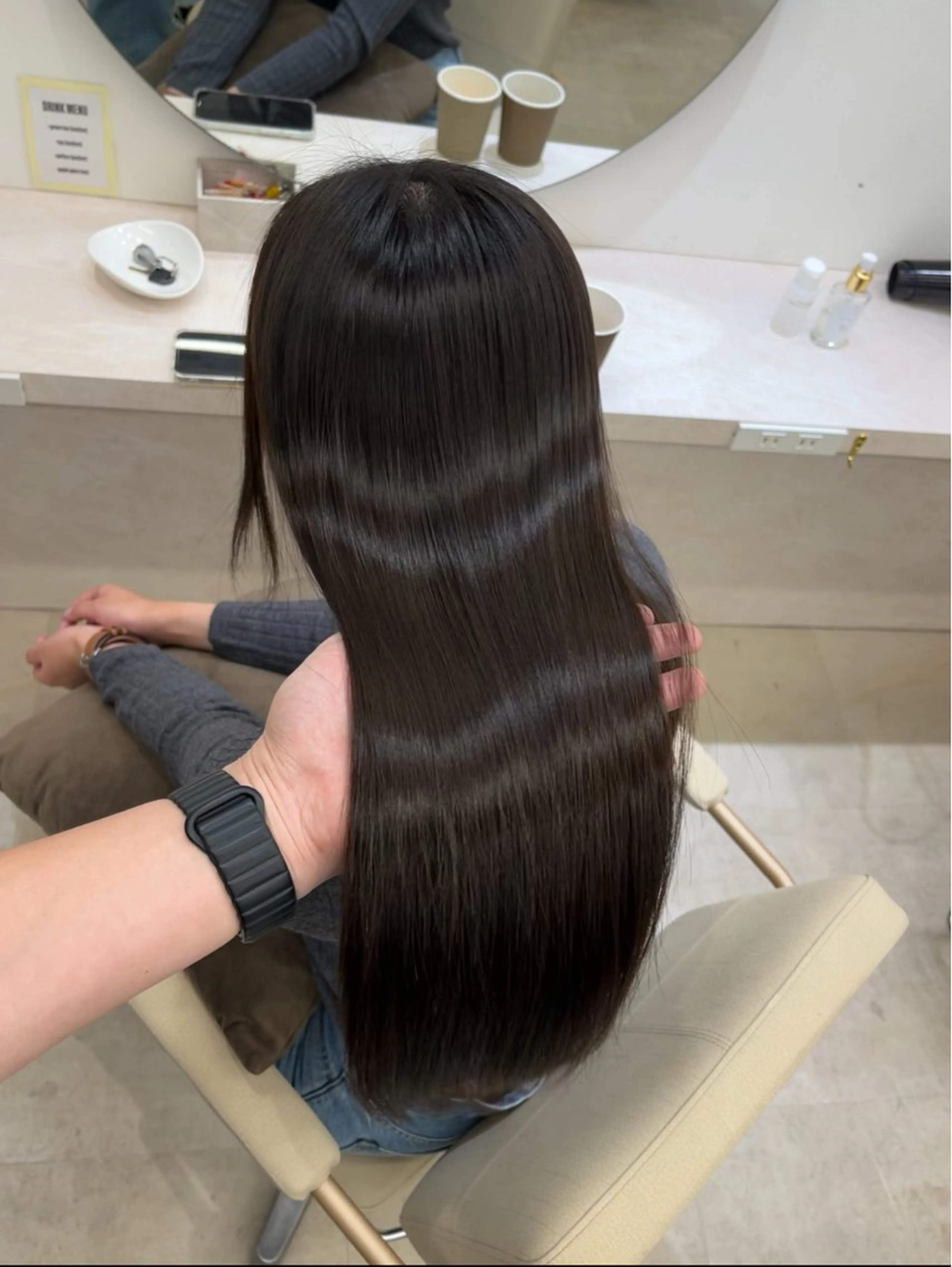 ロング カット ヘアカラー 縮毛矯正 トリートメント 髪質改善/縮毛矯正 梅田茶屋町/西尾祐作のヘアスタイル