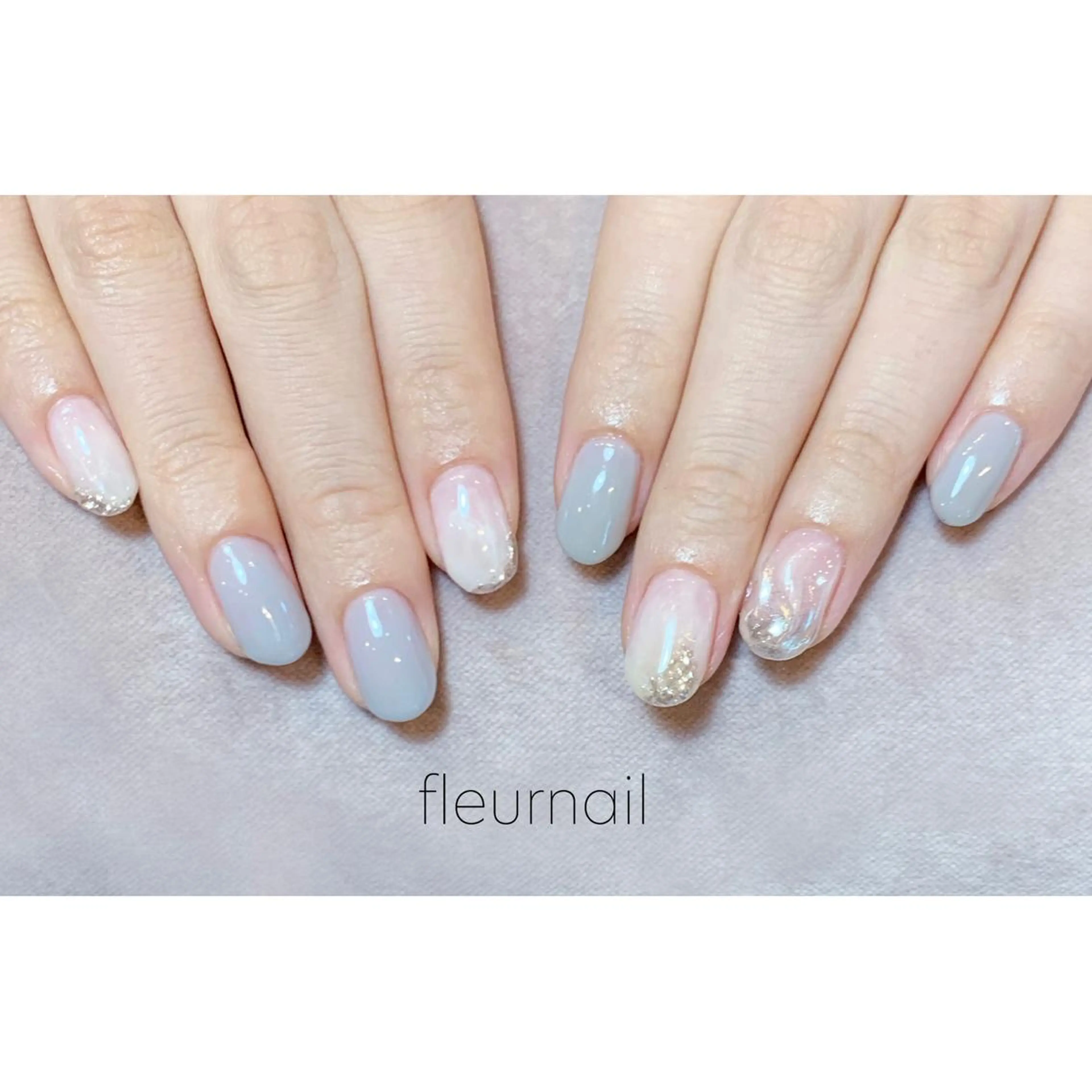 ネイル ブルー 成人式 長さ出し ジェルネイル ミラーネイル ハンドネイル 【パラジェル登録サロン】nail pollen所属・fleurnail miuraのネイルデザイン