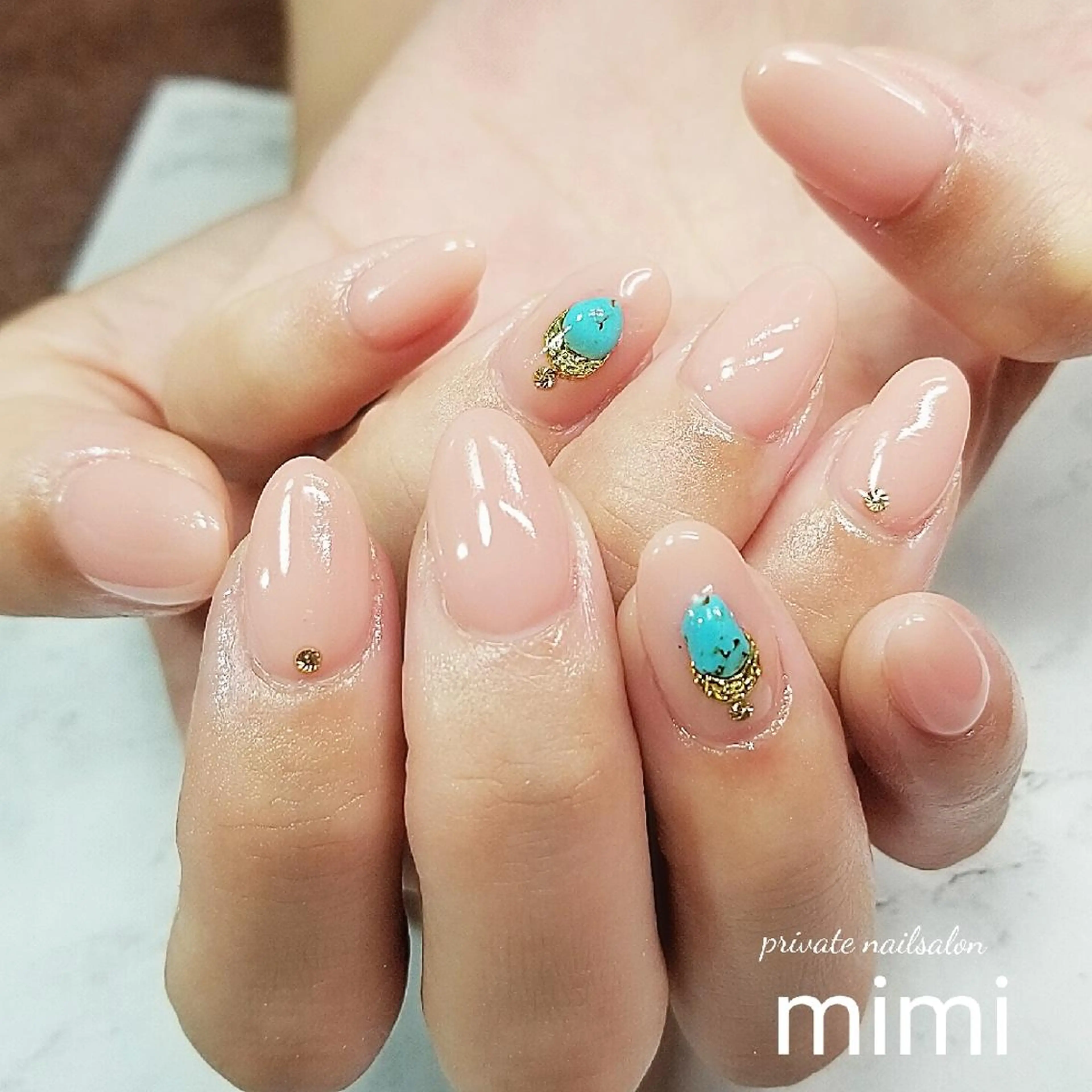 ネイル ピンク ピンクベージュ 博多ネイル ｍｉｍｉのネイルデザイン