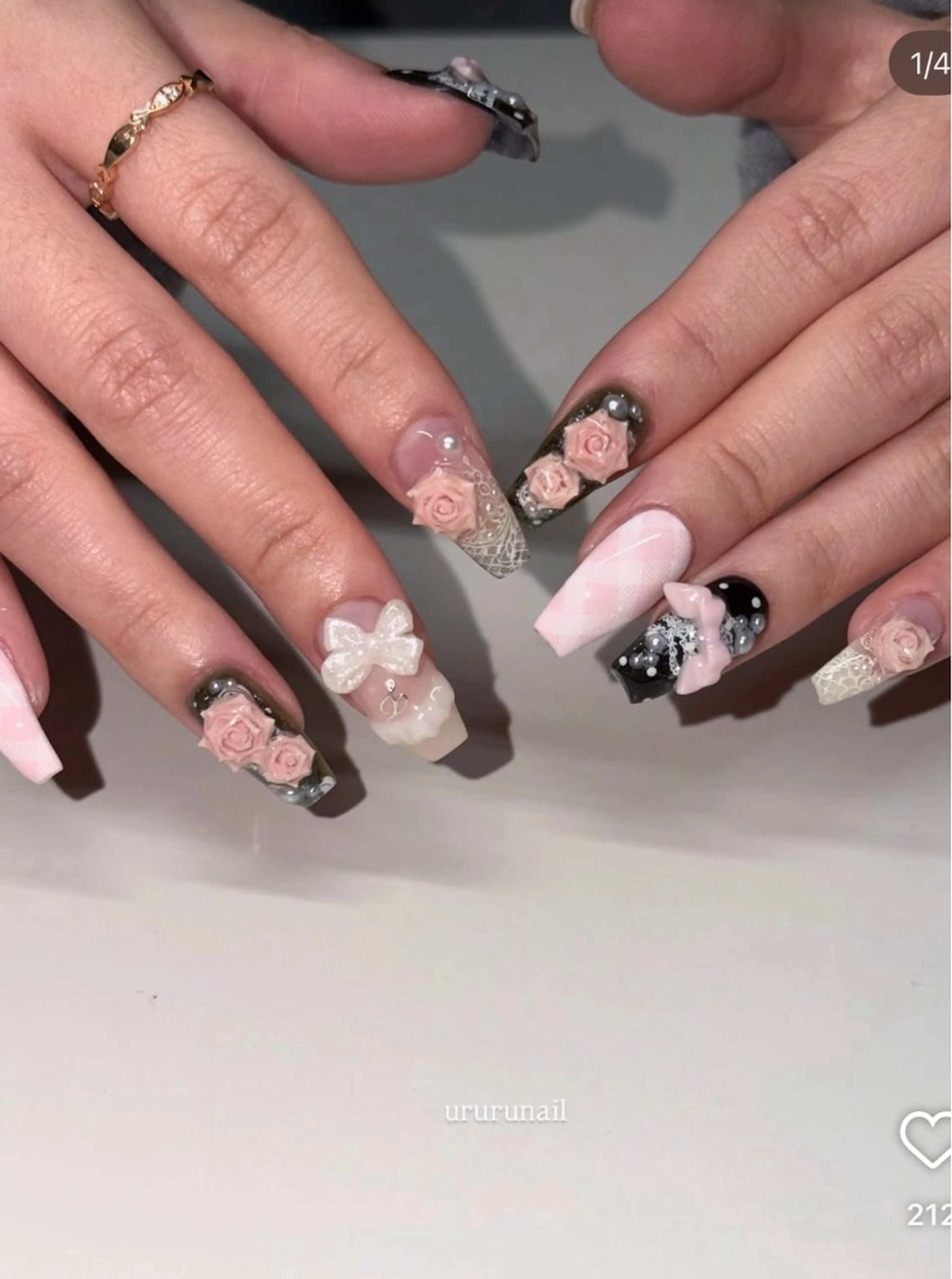 ネイル アートネイル ジェルネイル ガーリー キラキラネイル Nihonthy Nail 新宿所属・Nihonthy Nail 新宿のネイルデザイン