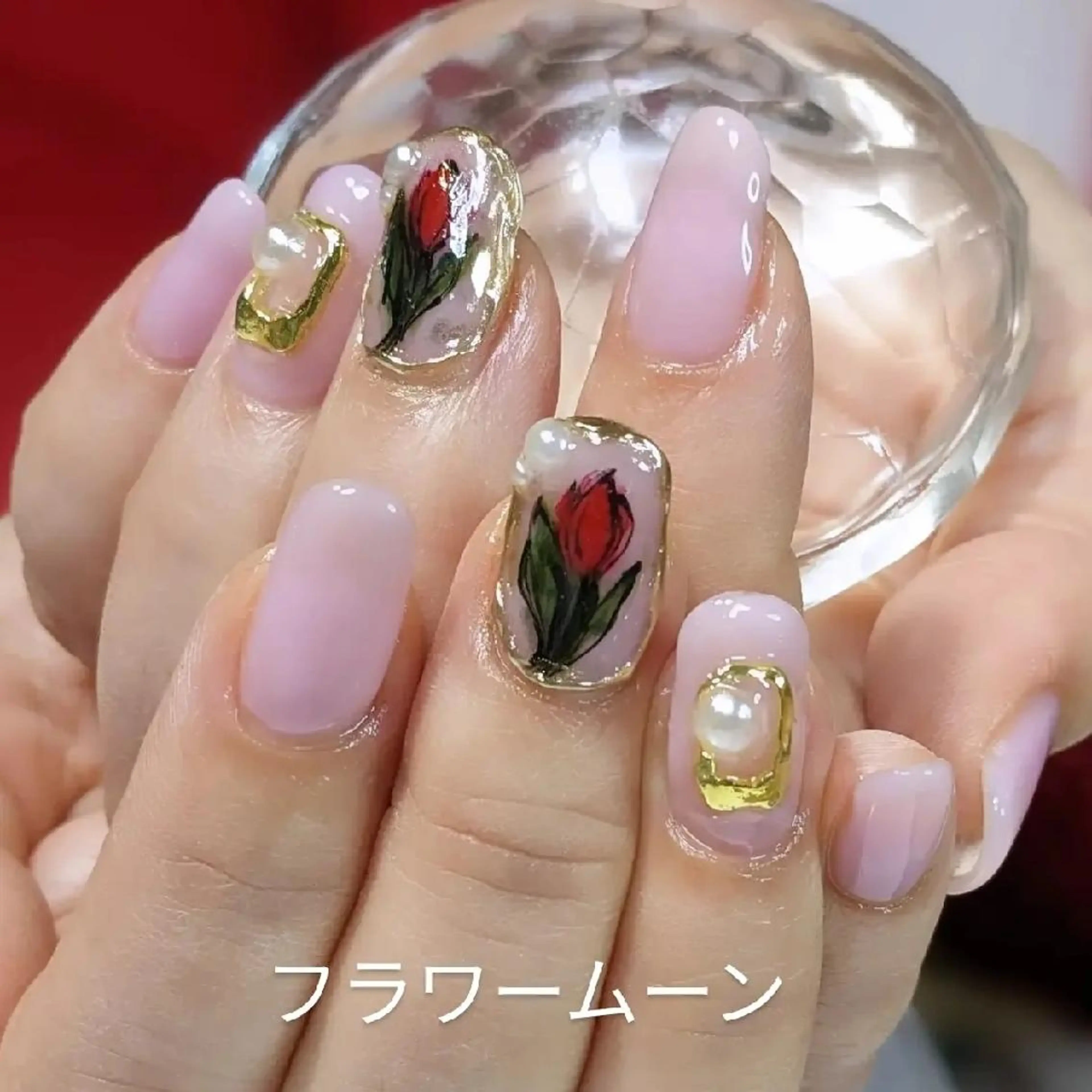 ネイル フラワー ムーンのネイルデザイン