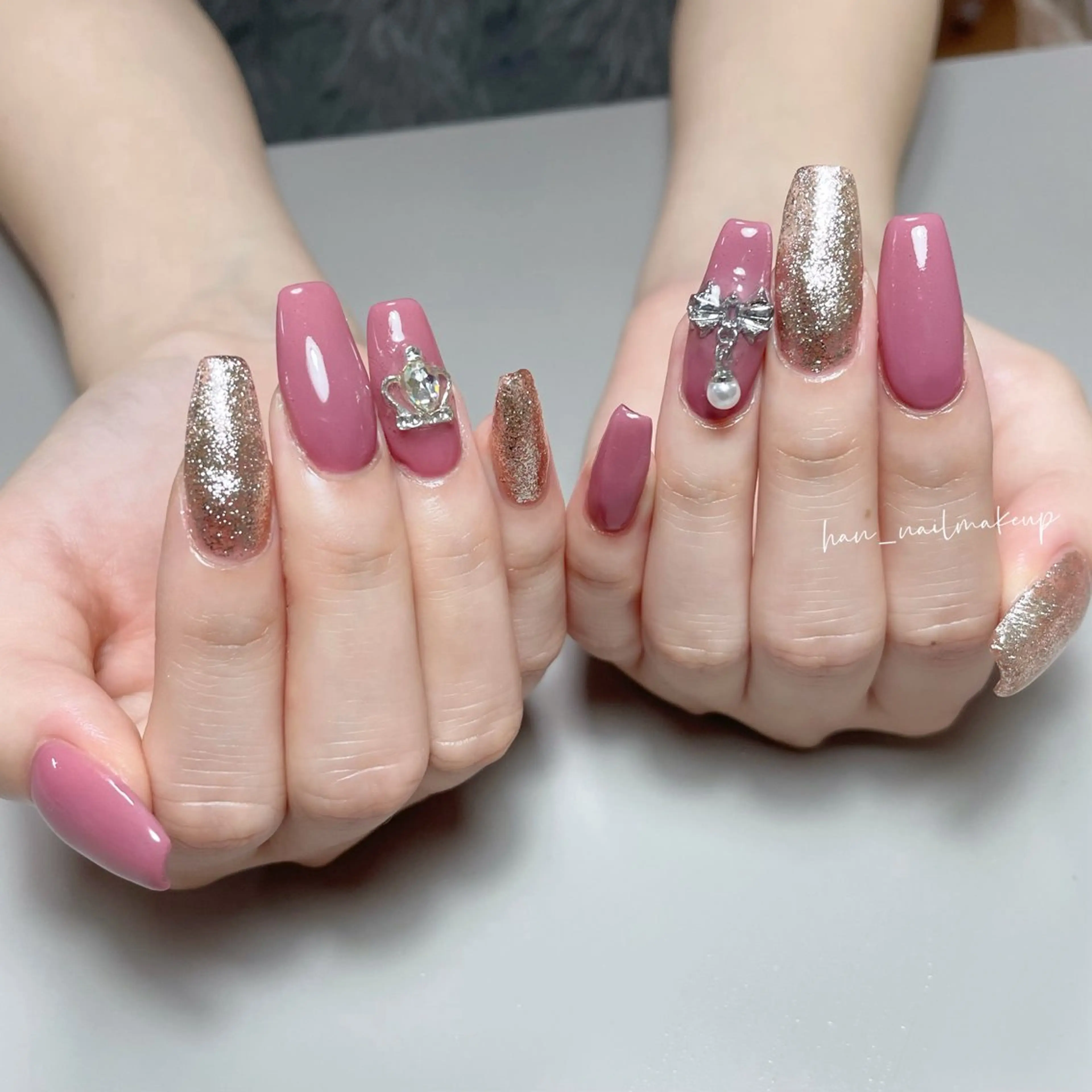ネイル キラキラネイル スカルプネイル シンプルネイル ハンドネイル Han Nail 【y&m】のネイルデザイン
