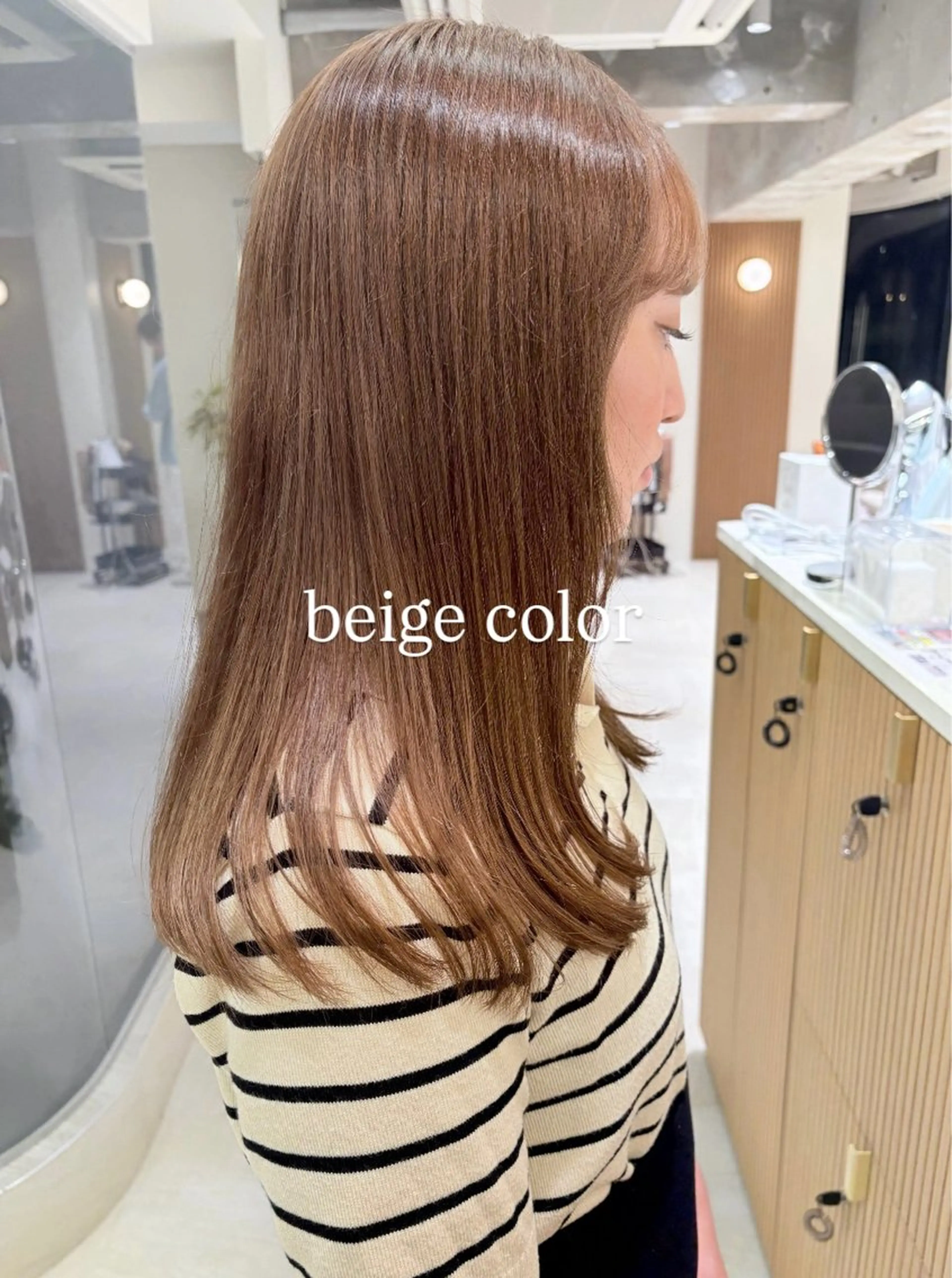 セミロング カラー アディクシーカラー ベージュカラー ケアカラー イルミナカラー トリートメント ヘアカラー トリートメント ROMMY.所属・ナギサ/本厚木/ ボブ/ミディアムのヘアスタイル