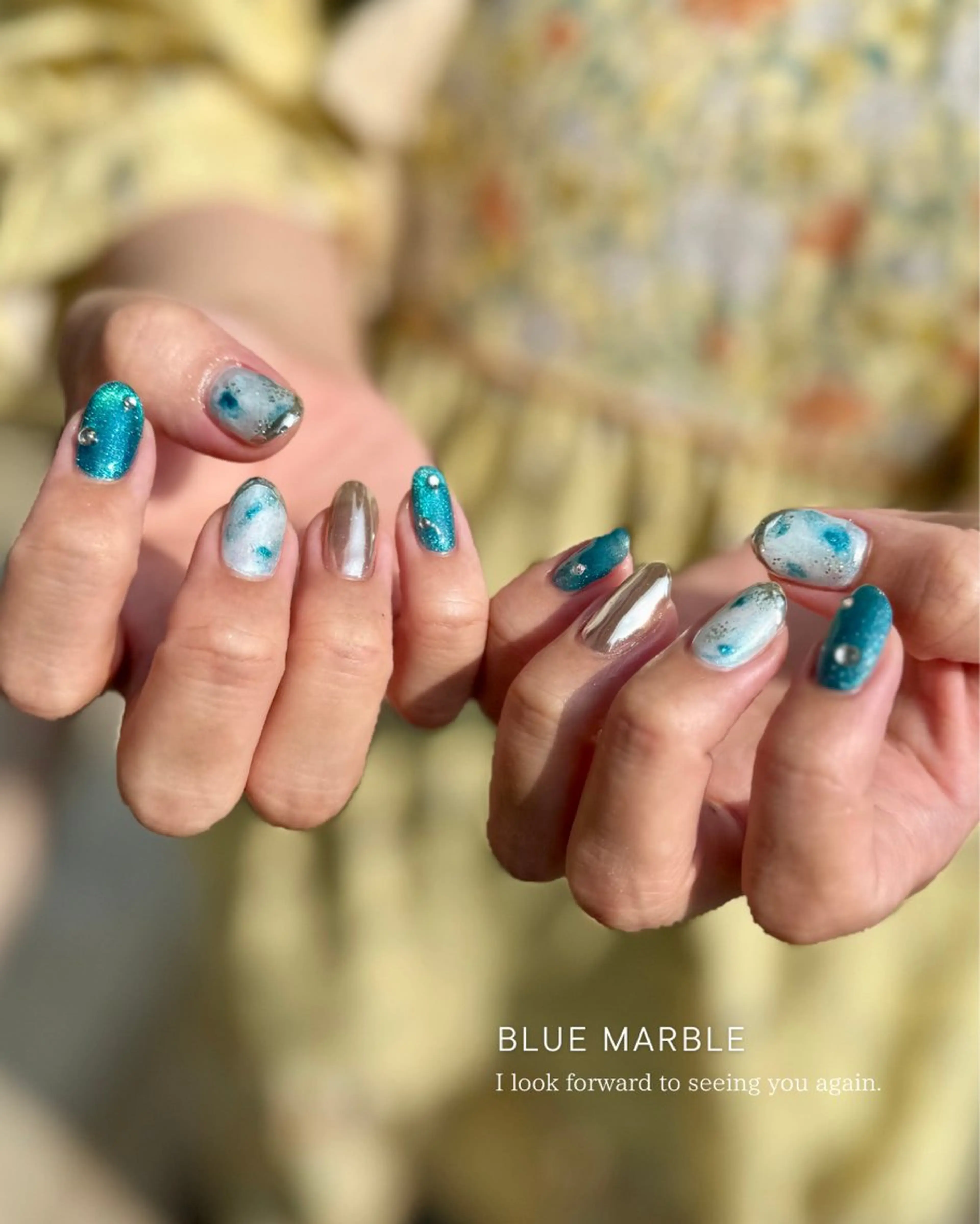 ネイル ジェルネイル ラメ(グリッター) マグネットネイル パラジェル 夏ネイル ハンドネイル Seemly 千田町店所属・フラワーパラジェル 🌸シームリーエミのネイルデザイン