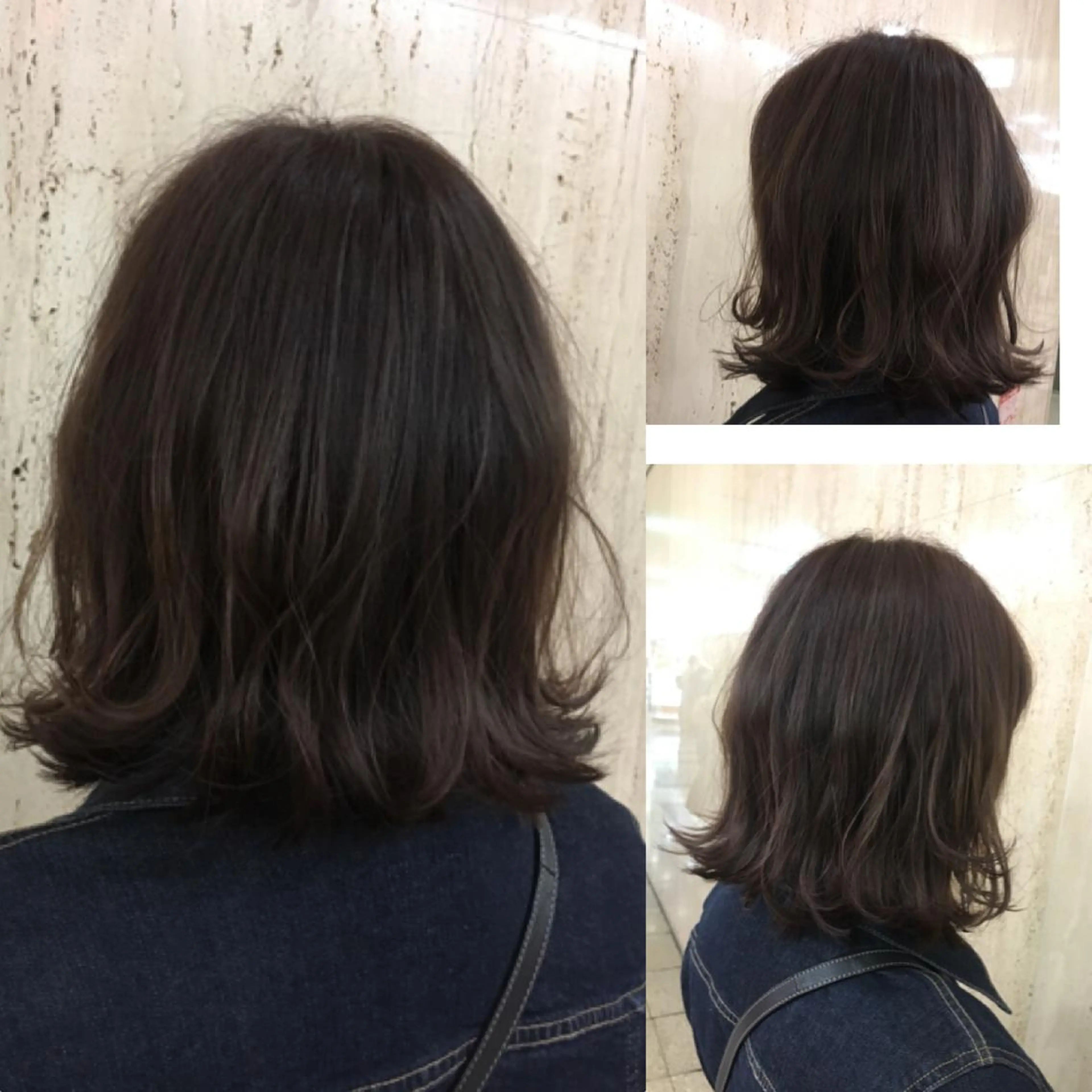 ミディアム カラー アッシュ ダークアッシュ 外ハネヘア カット ヘアカラー トリートメント SEE  GRACE所属・山本 早織のヘアスタイル