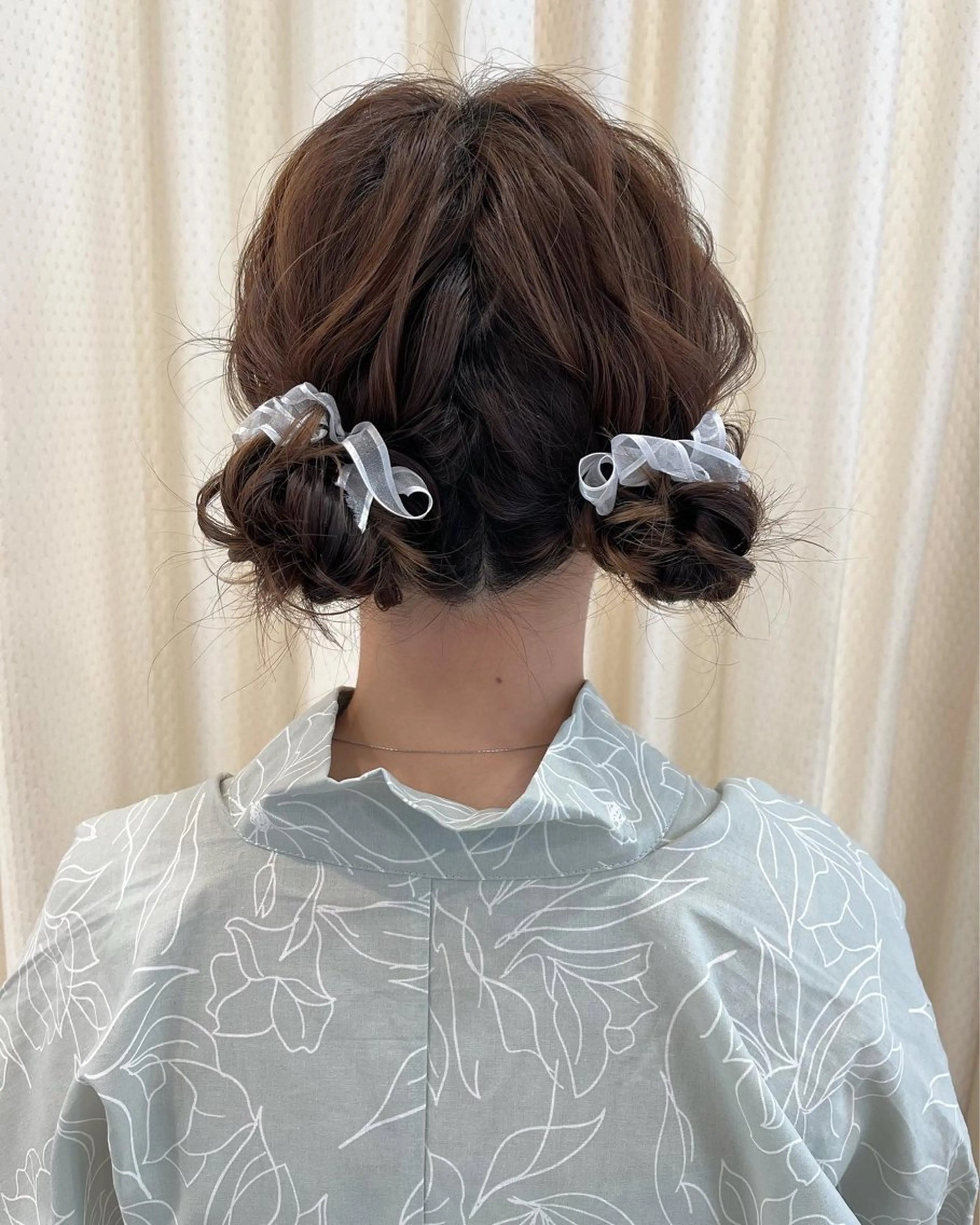 ミディアム ヘアアレンジ お団子ヘア 浴衣 着付け サソウ ユリエ🥥のヘアスタイル
