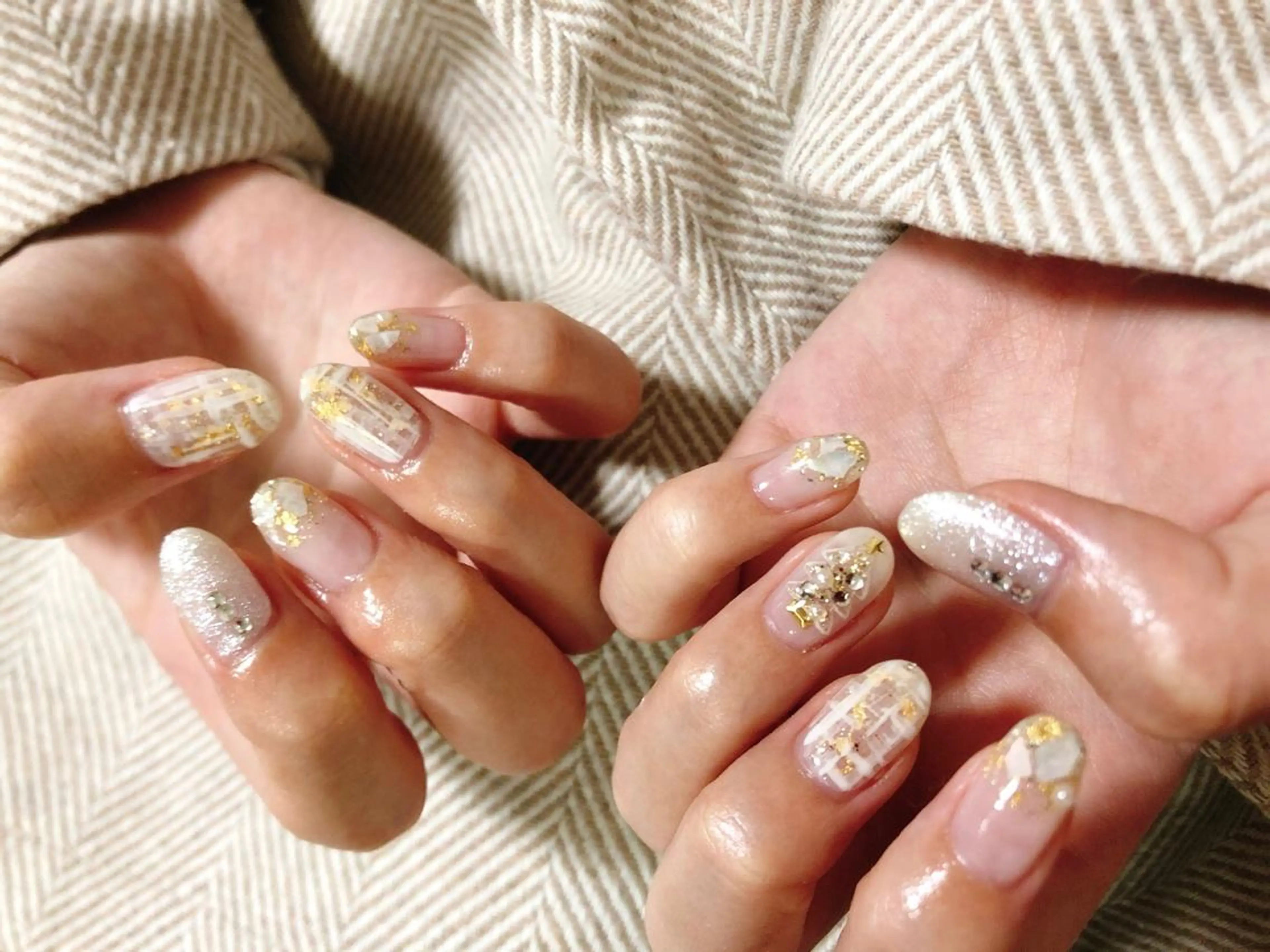 ネイル ツイードネイル ハンドネイル kiki nail 二子玉川のネイルデザイン