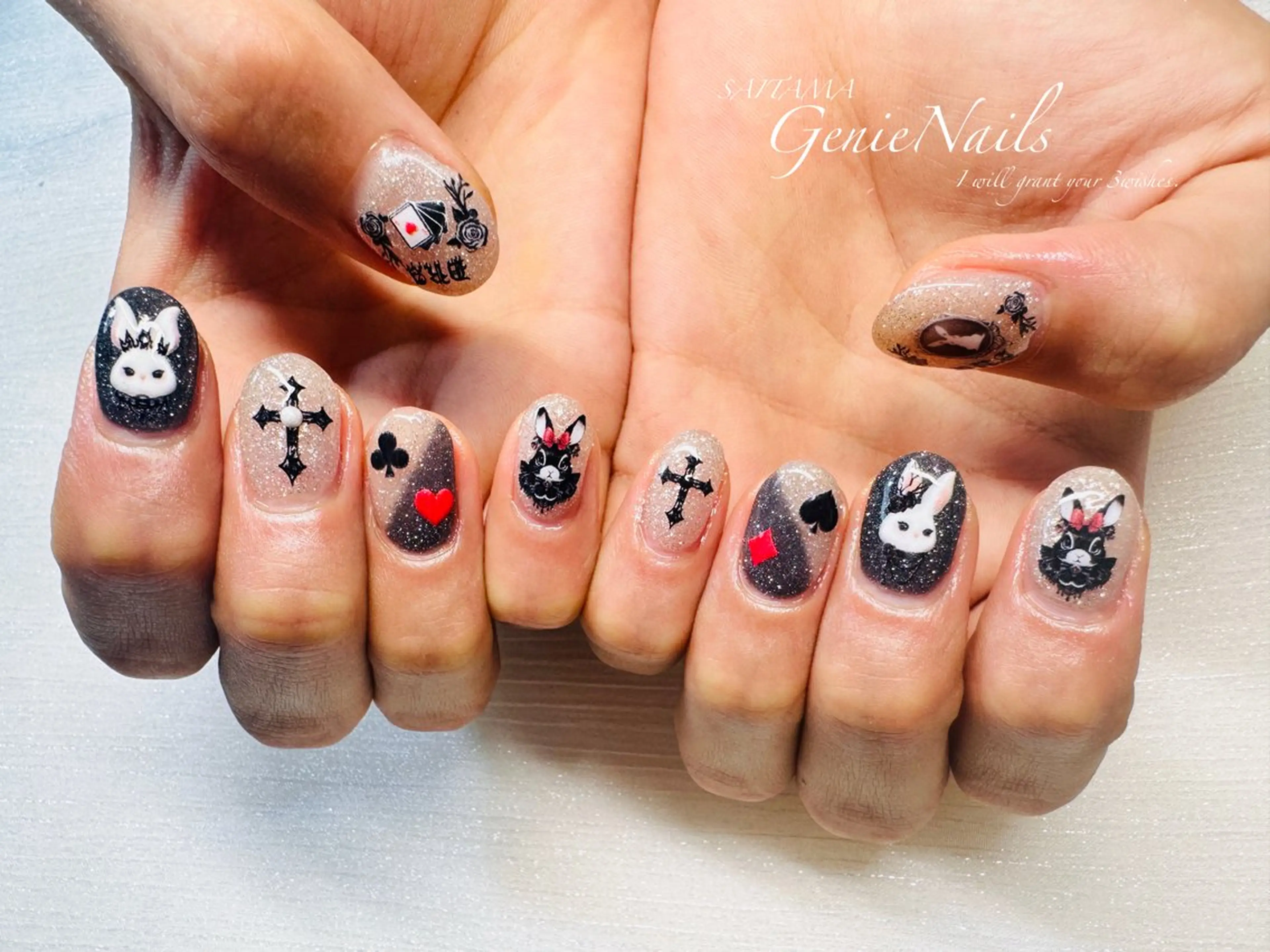 メンズ ネイル アートネイル 氷ネイル・うるうるネイル ロングネイル メンズネイル 持ち込み Genie Nailsのネイルデザイン