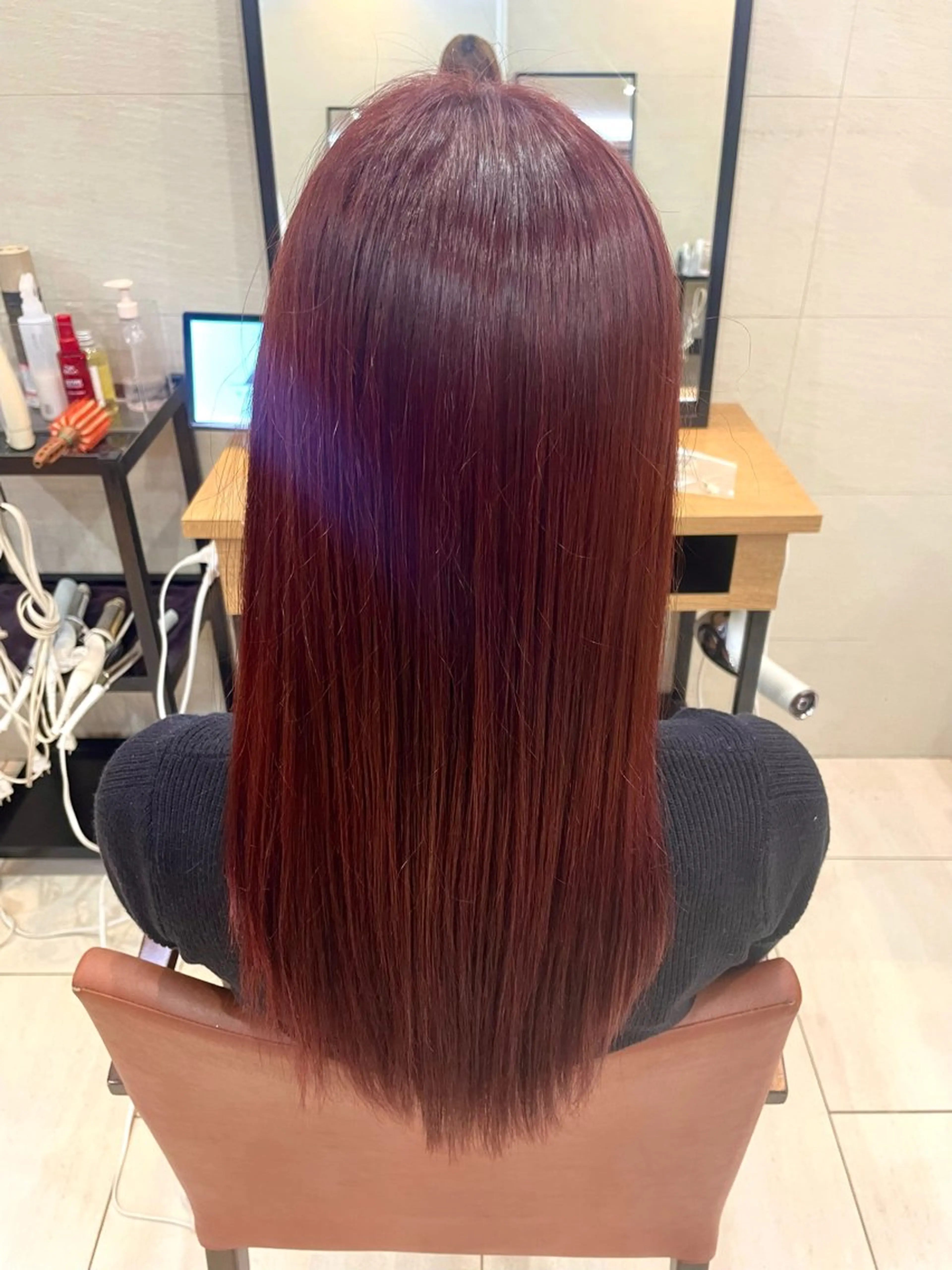 ロング カラー ブリーチ ボルドーカラー ブラウンカラー カシス ダブルカラー ヘアカラー トリートメント 🎈ブリーチなし暖色 カラー/レッド/ゆいのヘアスタイル