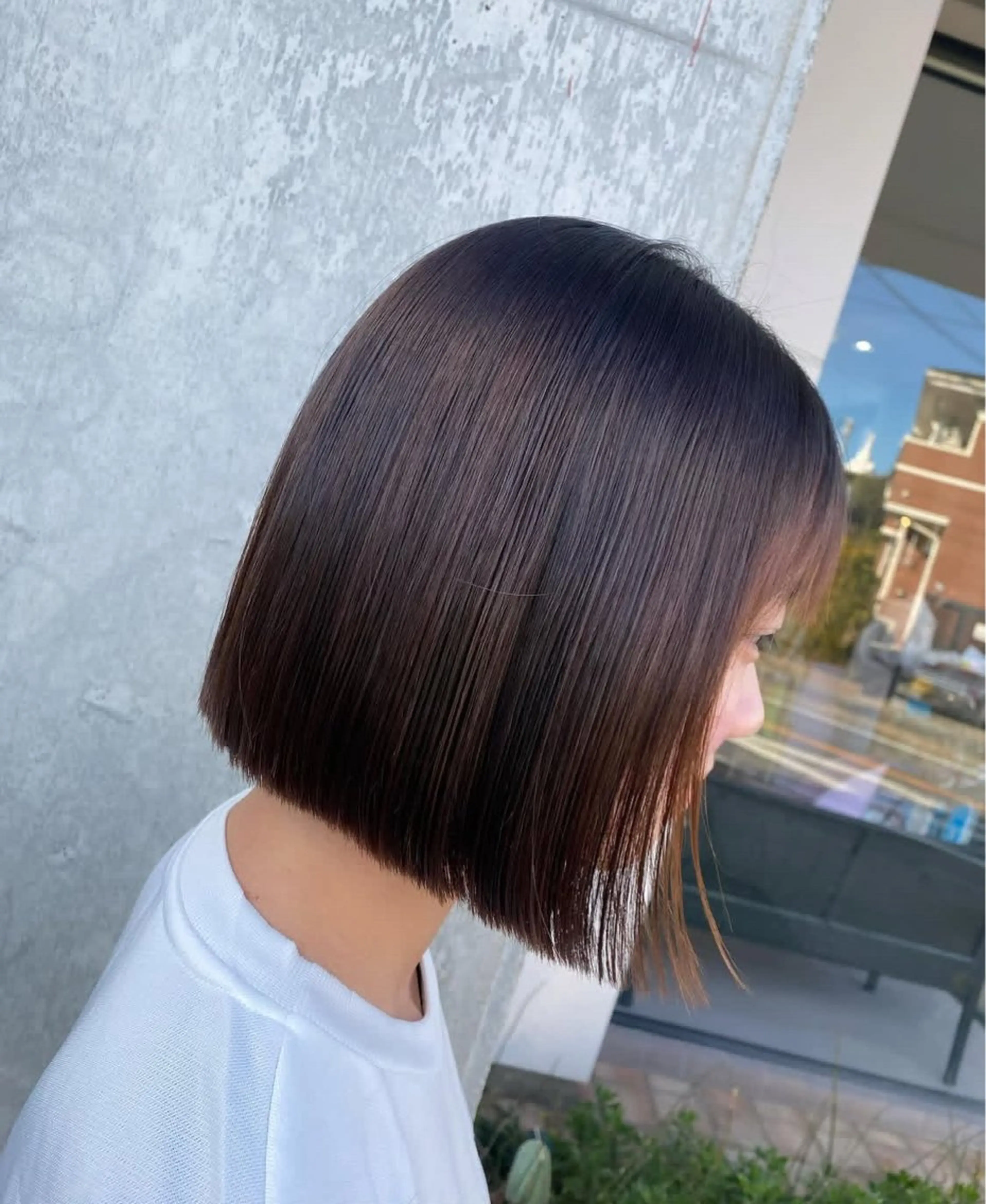 ショート 切りっぱなしボブ ボブ カット 縮毛矯正 nook’所属・【nook’】 maiのヘアスタイル