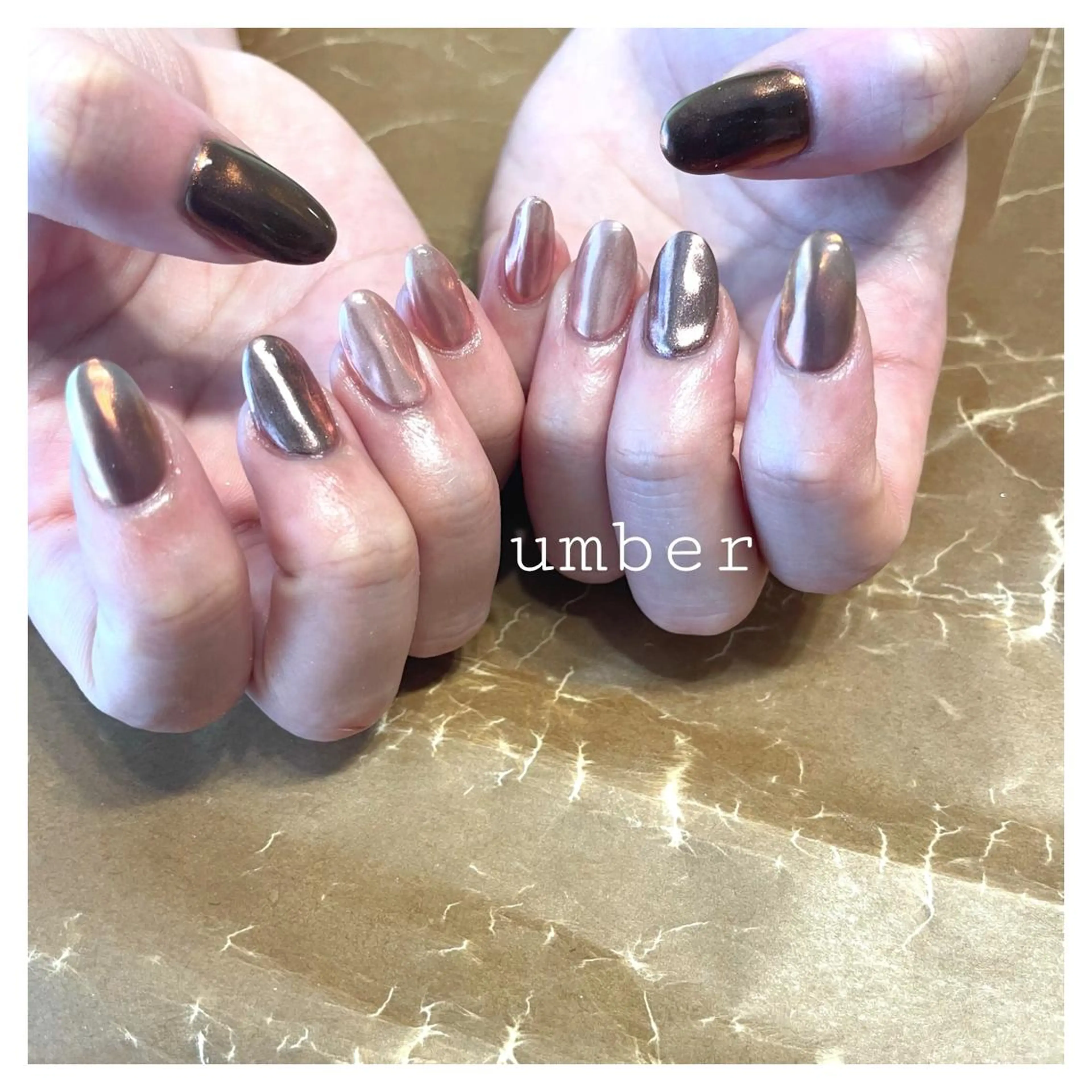 ネイル ブラウン クリアネイル フラッシュネイル フットネイル フレンチネイル ハンドネイル umber 三茶1分のネイルデザイン