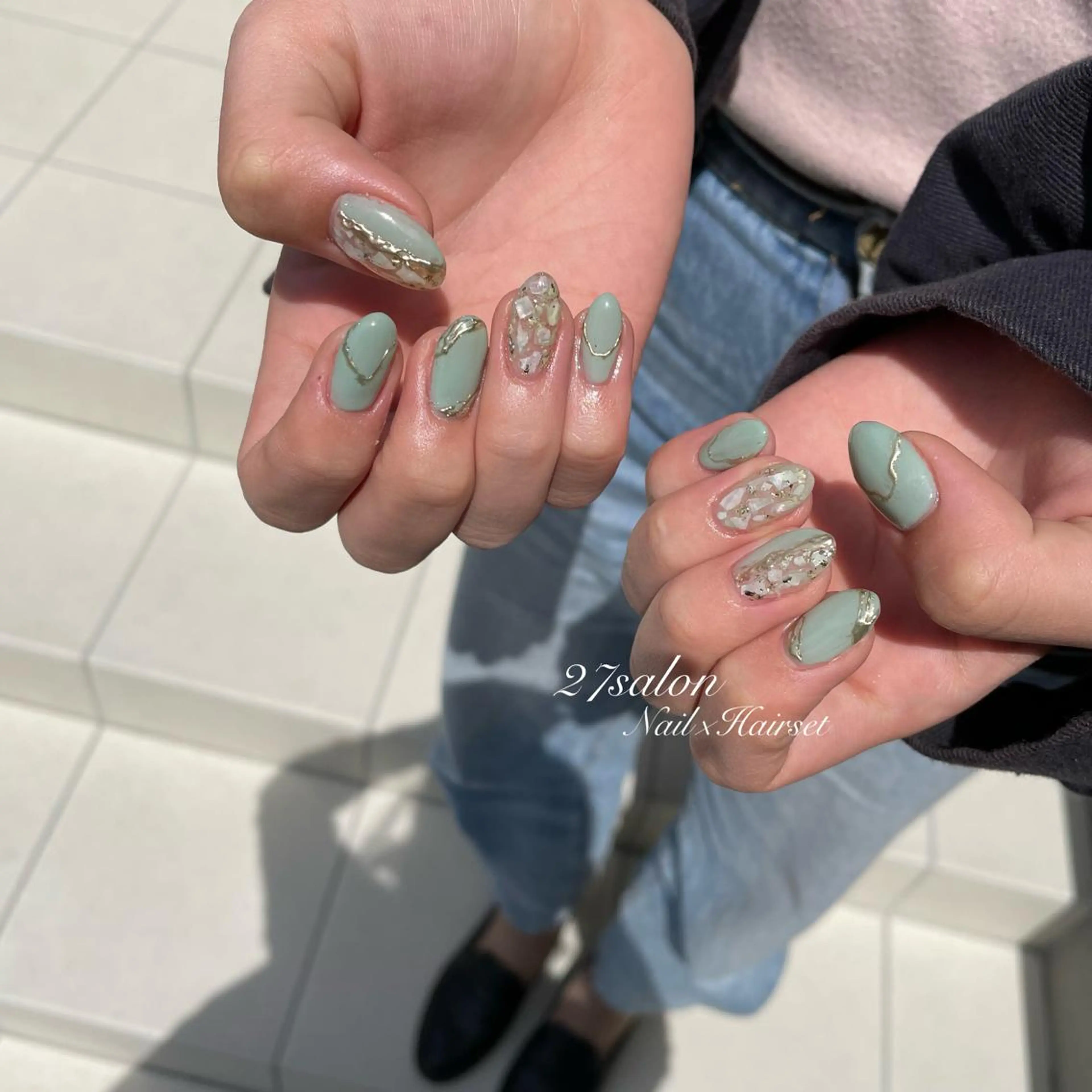 ネイル ブルー ニュアンスネイル 27salon yuinaのネイルデザイン