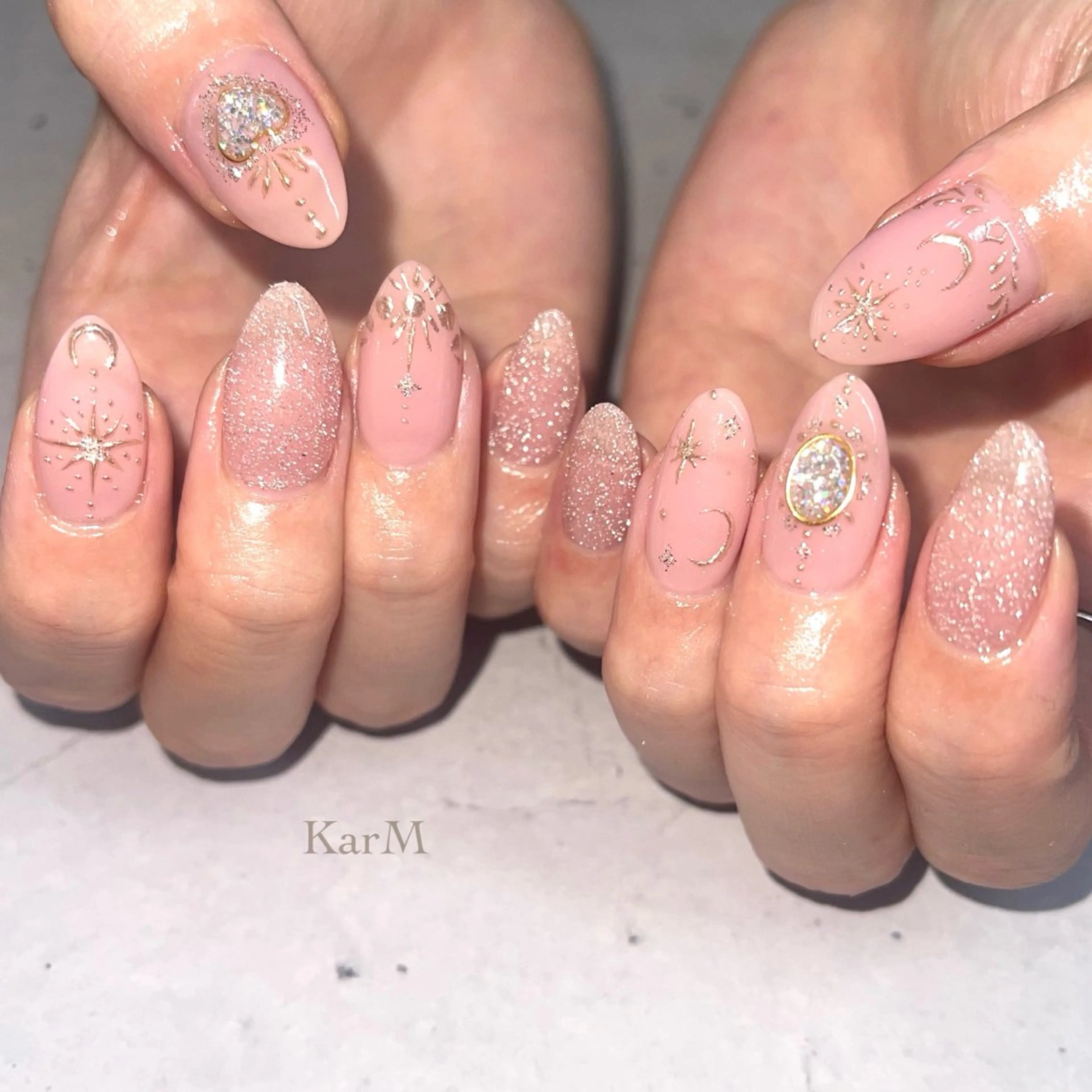 ネイル オーロラネイル チークネイル フラッシュネイル フレンチネイル グラデーション ハンドネイル ogino karinのネイルデザイン