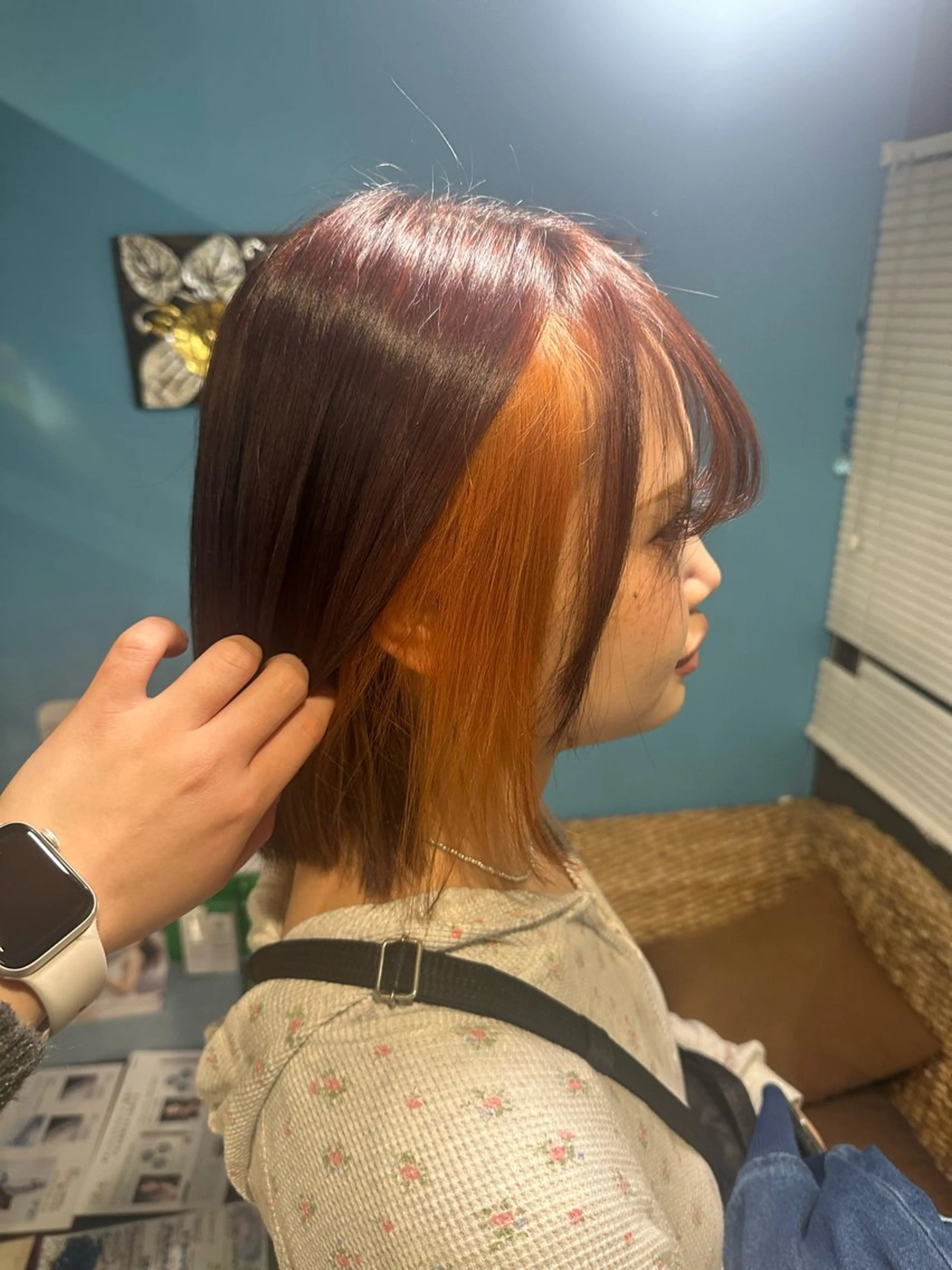 ショート カラー インナーカラー オレンジ ヘアカラー 安達 望のヘアスタイル