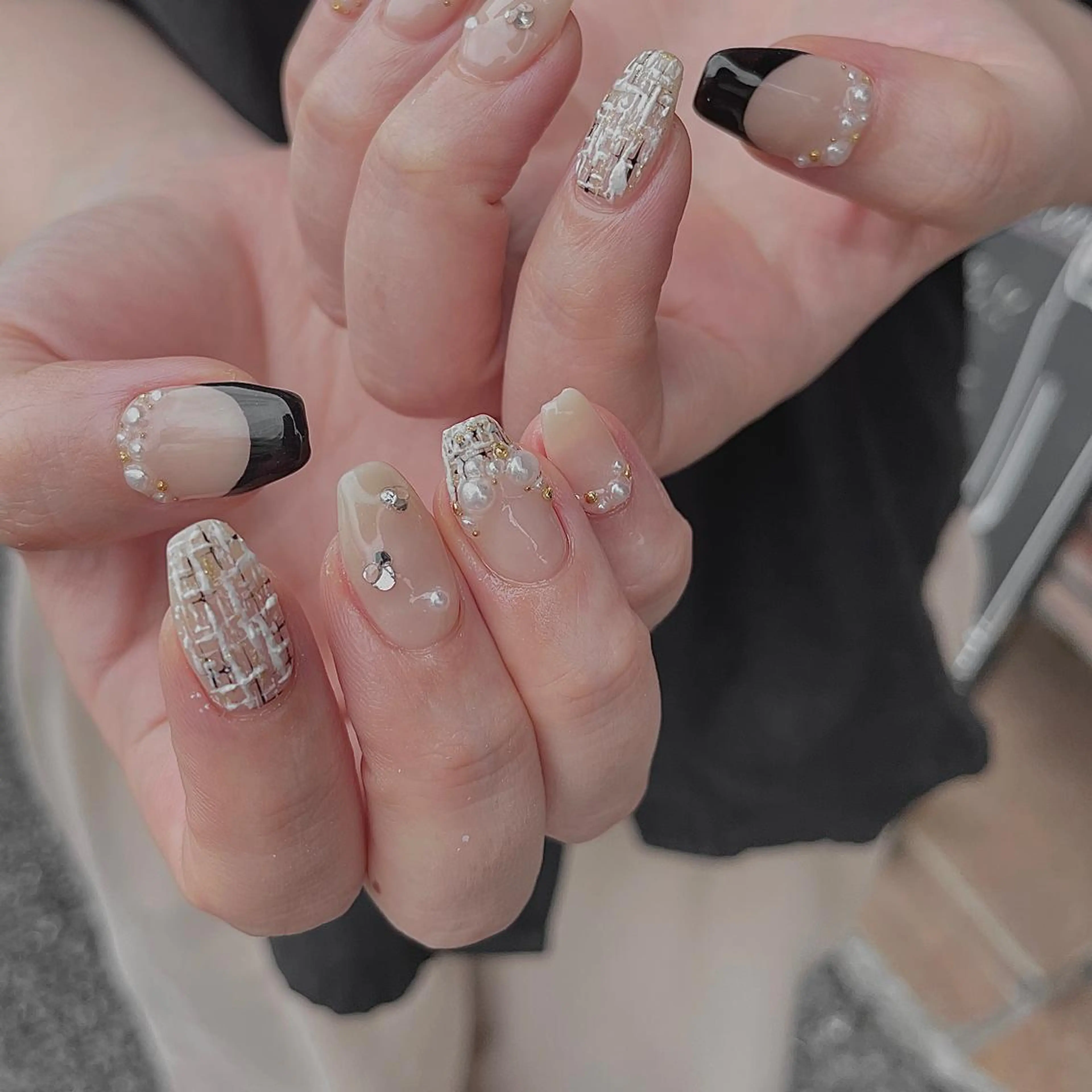 ネイル フレンチネイル キラキラネイル ロングネイル スクエアネイル ツイードネイル acs.n所属・ネイル，耳つぼ 風間すみれのその他イメージ