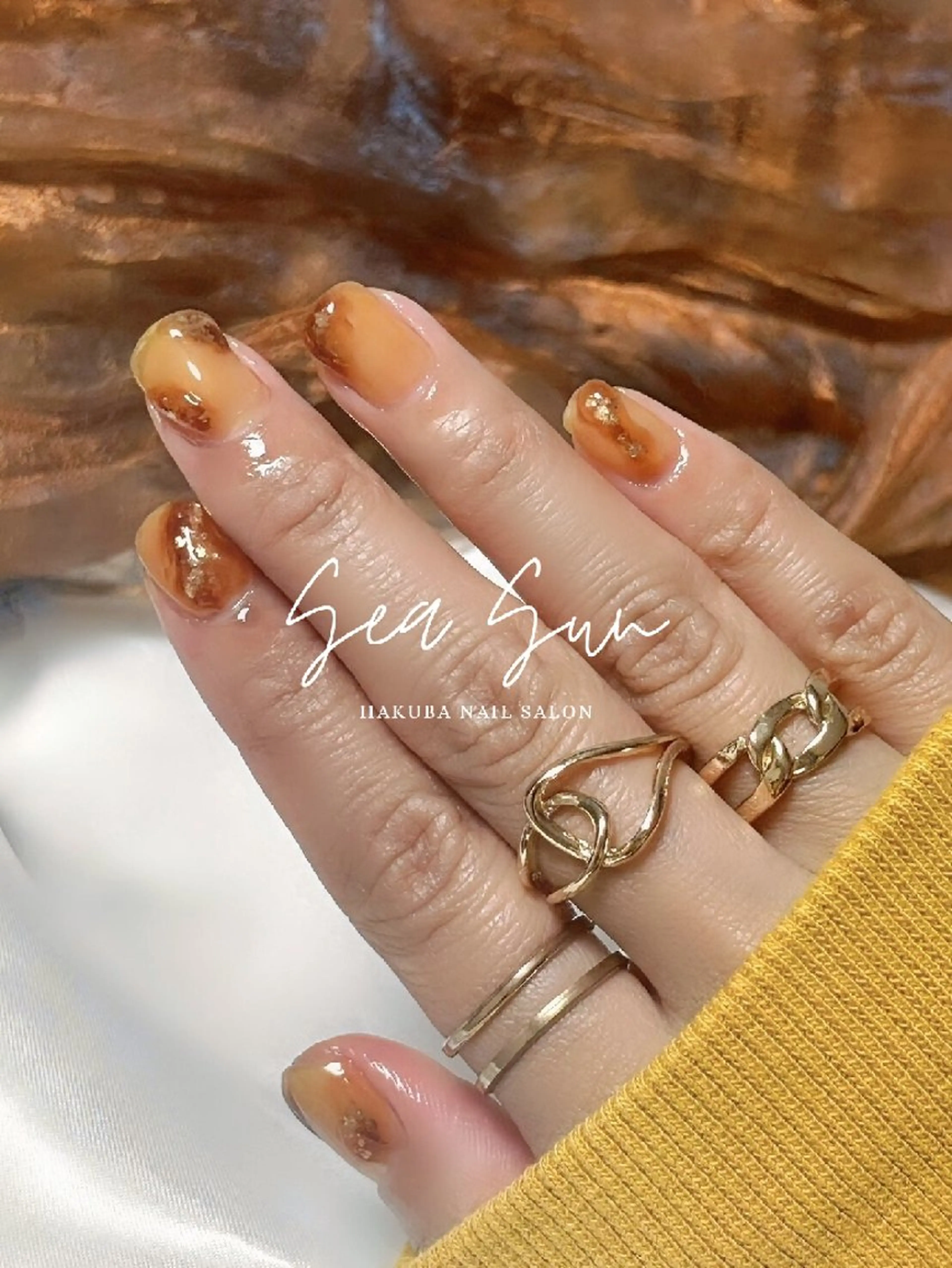 ネイル べっ甲ネイル ニュアンスネイル 白馬ネイルサロン (しーさん)のネイルデザイン