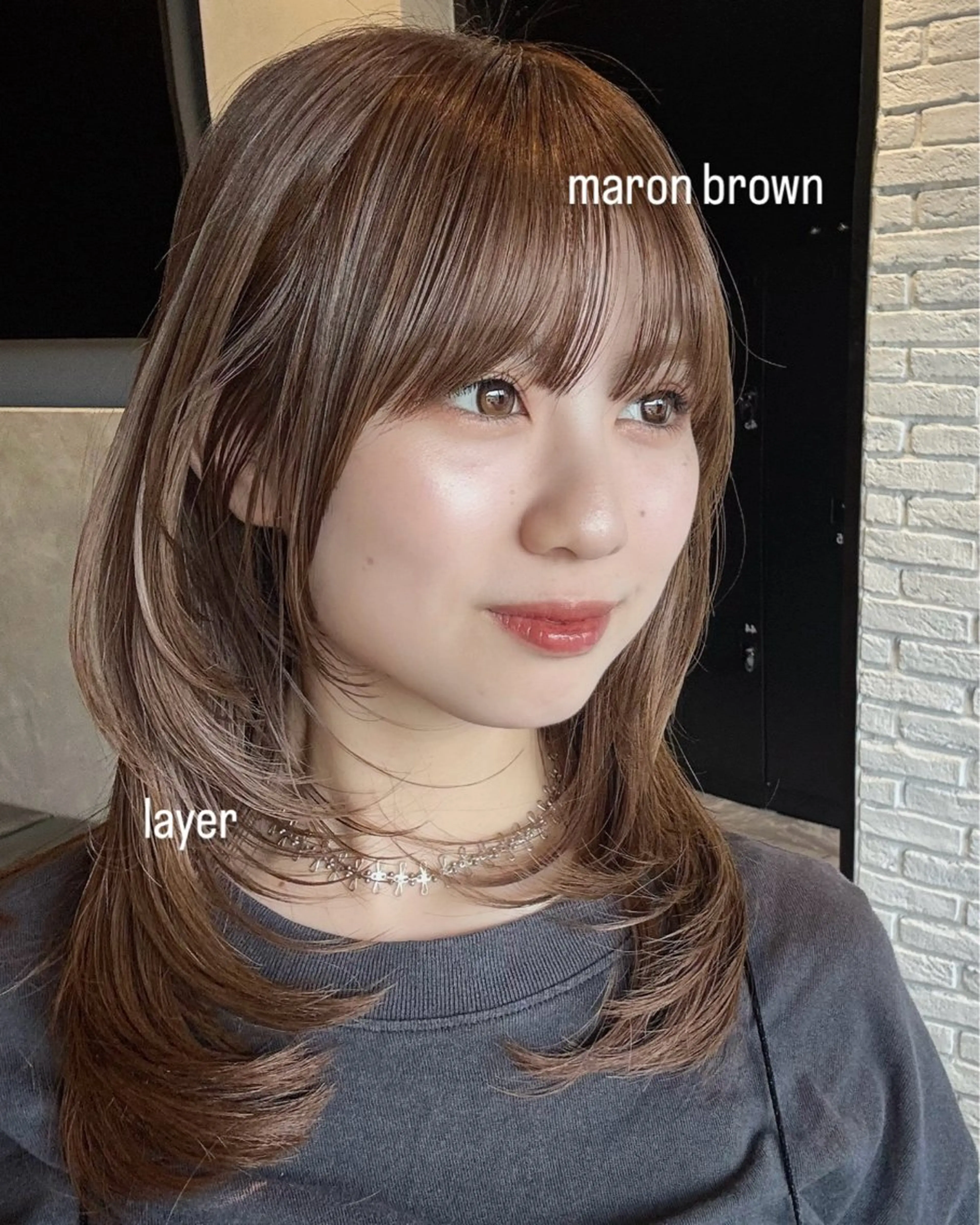 ミディアム カラー カット ヘアカラー トリートメント レイヤー/透明感/ 顔周り/kana🩰のヘアスタイル