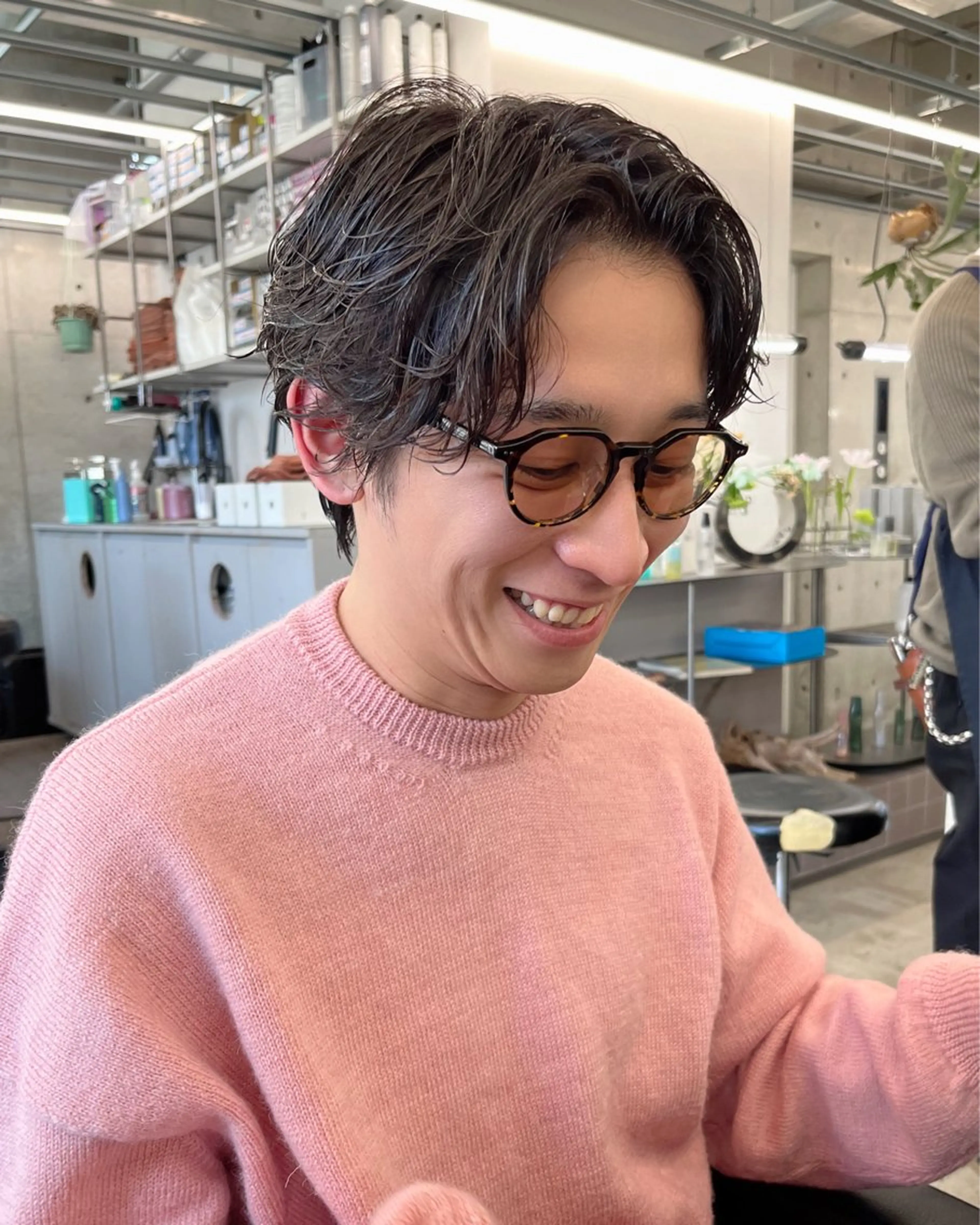 ショート パーマ メンズ カット パーマ ダブルカラー/ ケアブリーチ/クニトのヘアスタイル