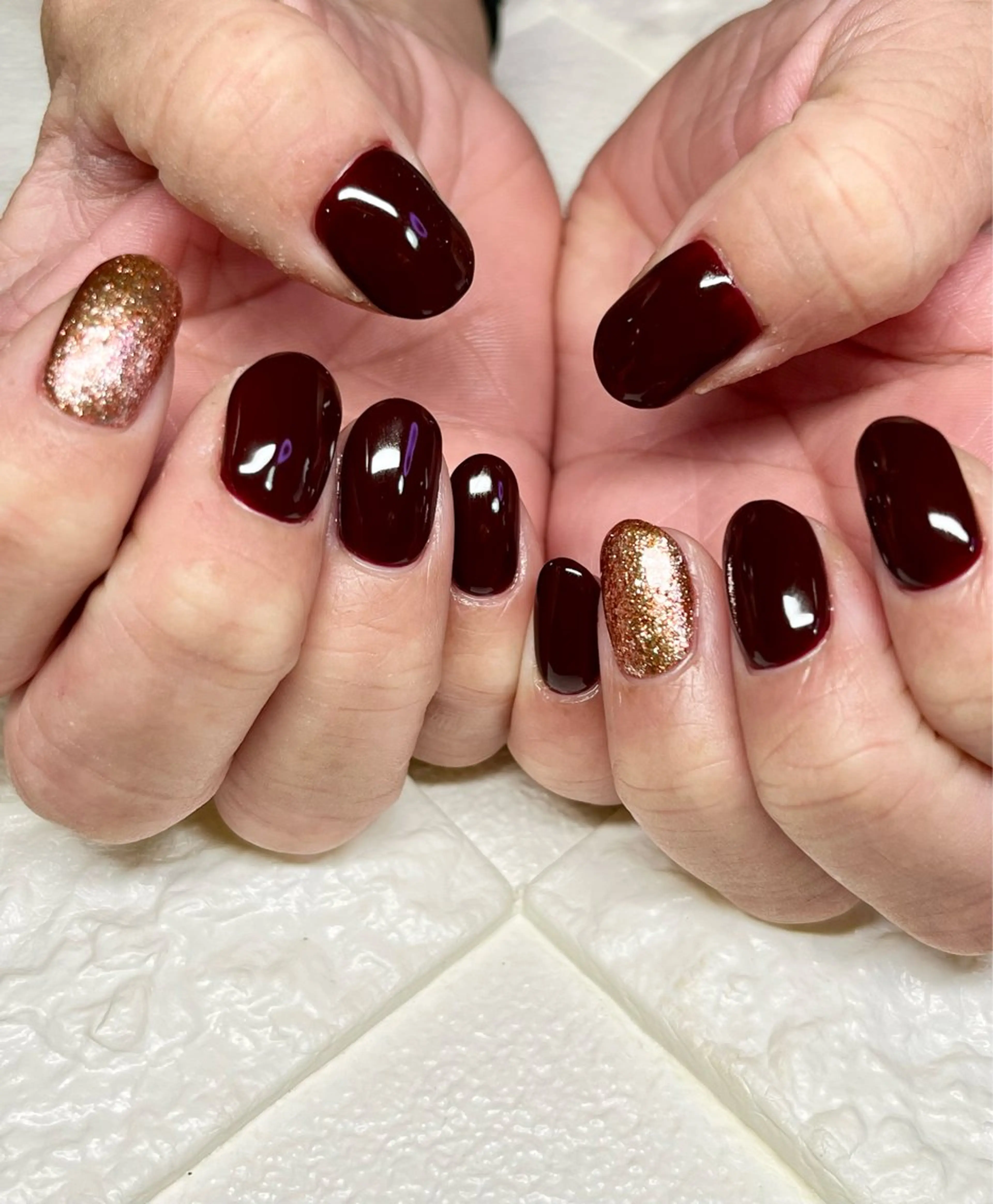 ネイル ボルドー ハンドネイル まり りぃ〜んのネイルデザイン