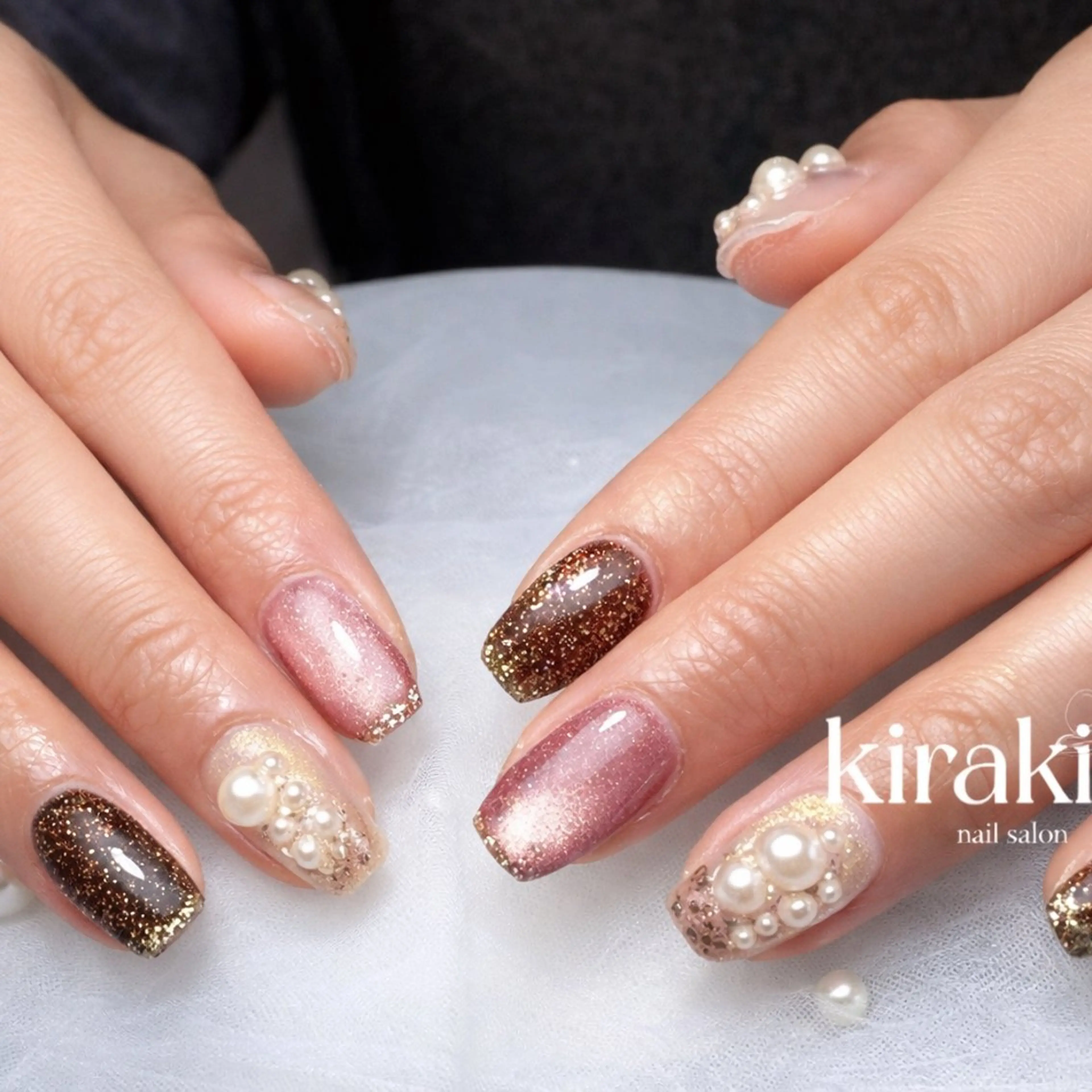 ネイル 入学式 フットネイル 卒業式 キラキラネイル マグネットネイル Kirakira Nail salonのネイルデザイン