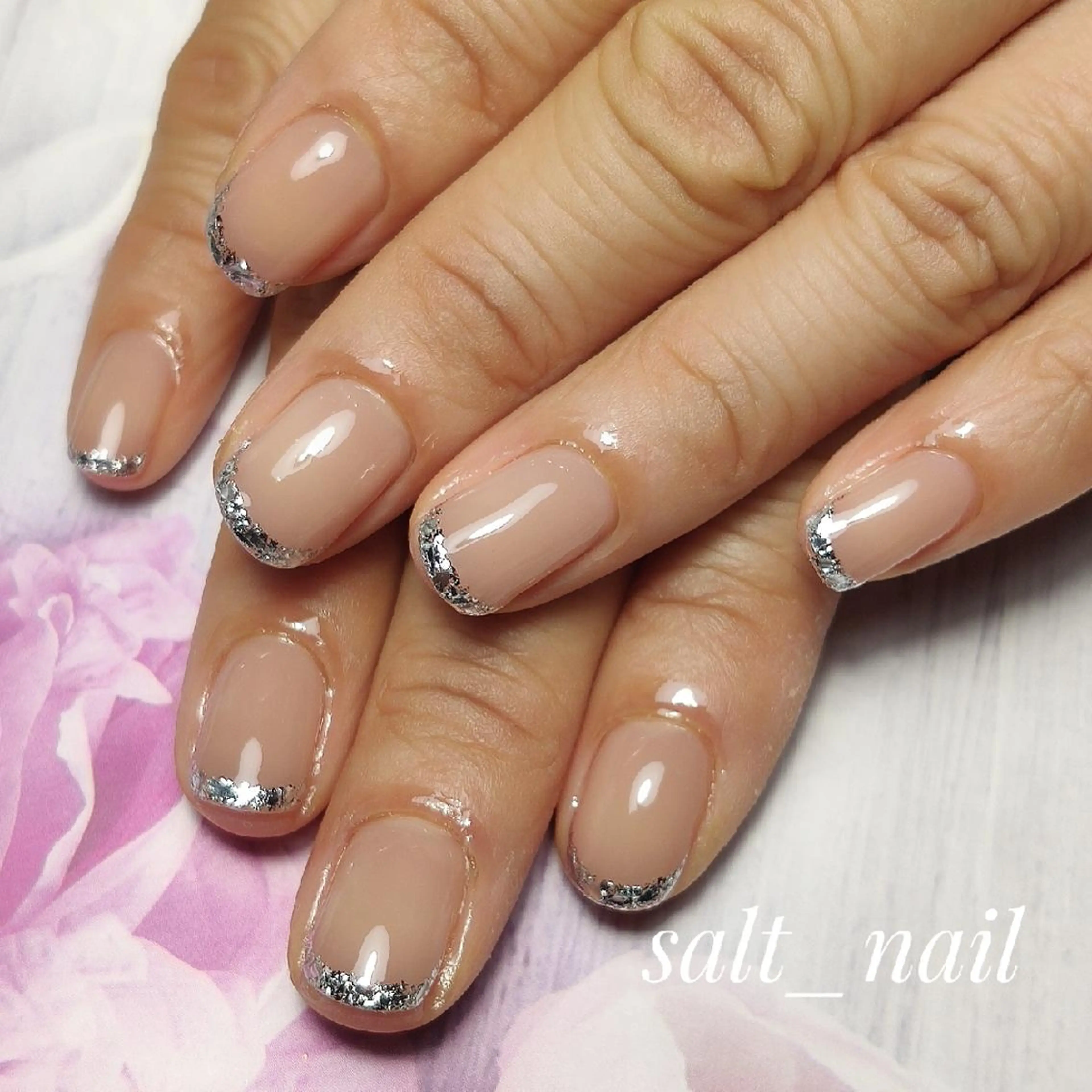 ネイル フレンチネイル ガラスフレンチ 個人サロン saltnailのネイルデザイン