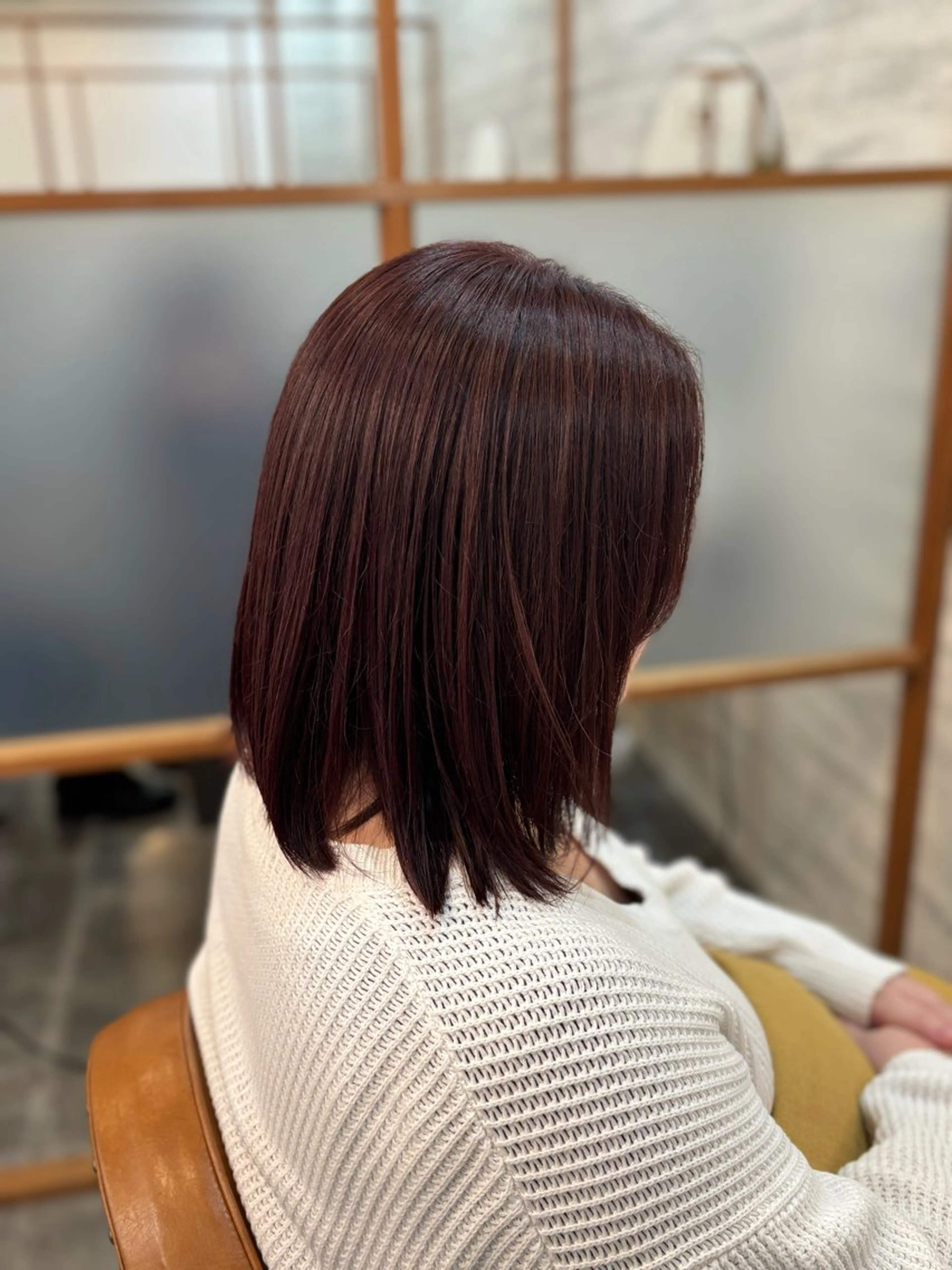 ミディアム ピンクブラウン カット ヘアカラー NONOKA Zina千早店のヘアスタイル