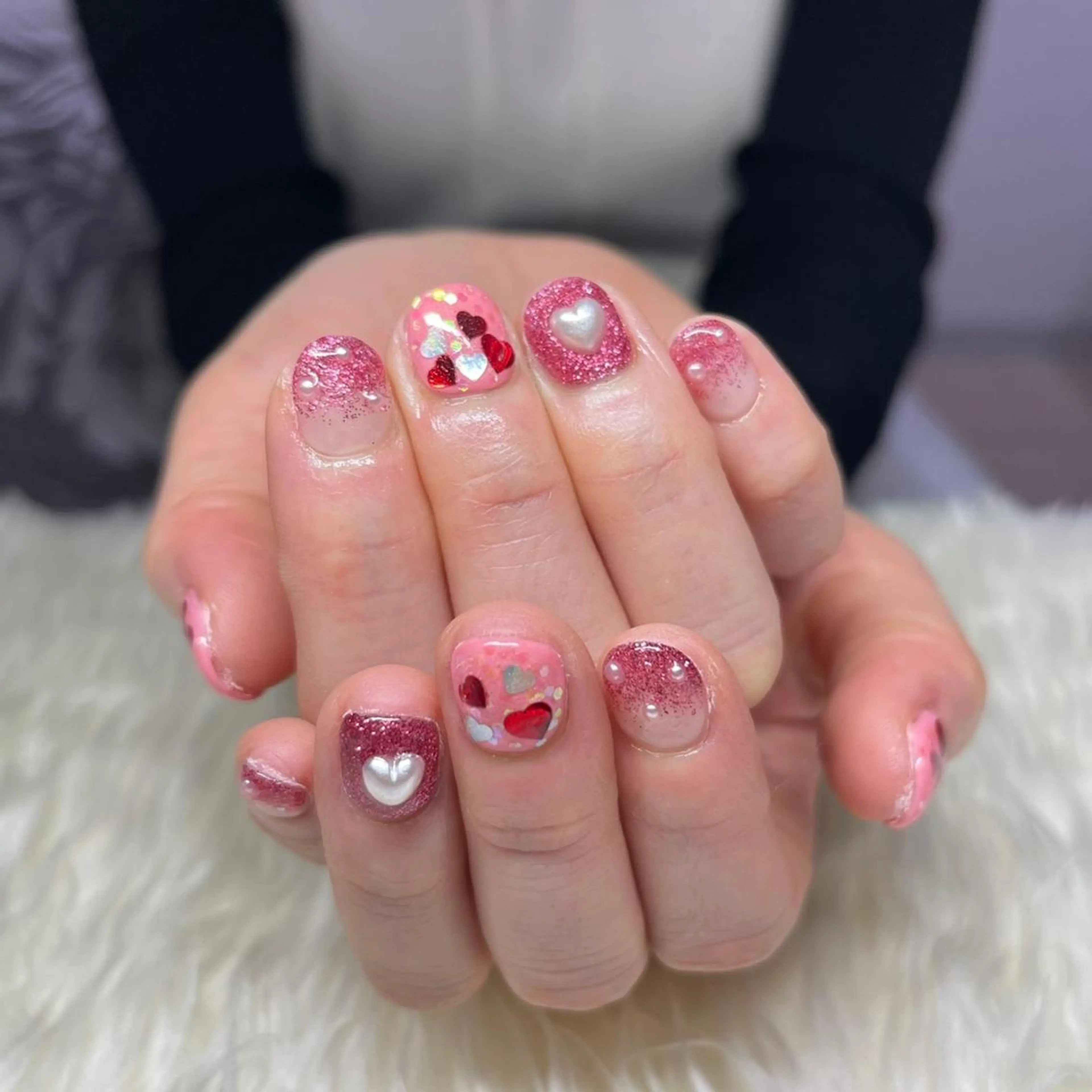 ネイル ジェルネイル 韓国ネイル パラジェル バレンタイン 冬ネイル ハンドネイル Nail&eye Belire 新宿のネイルデザイン