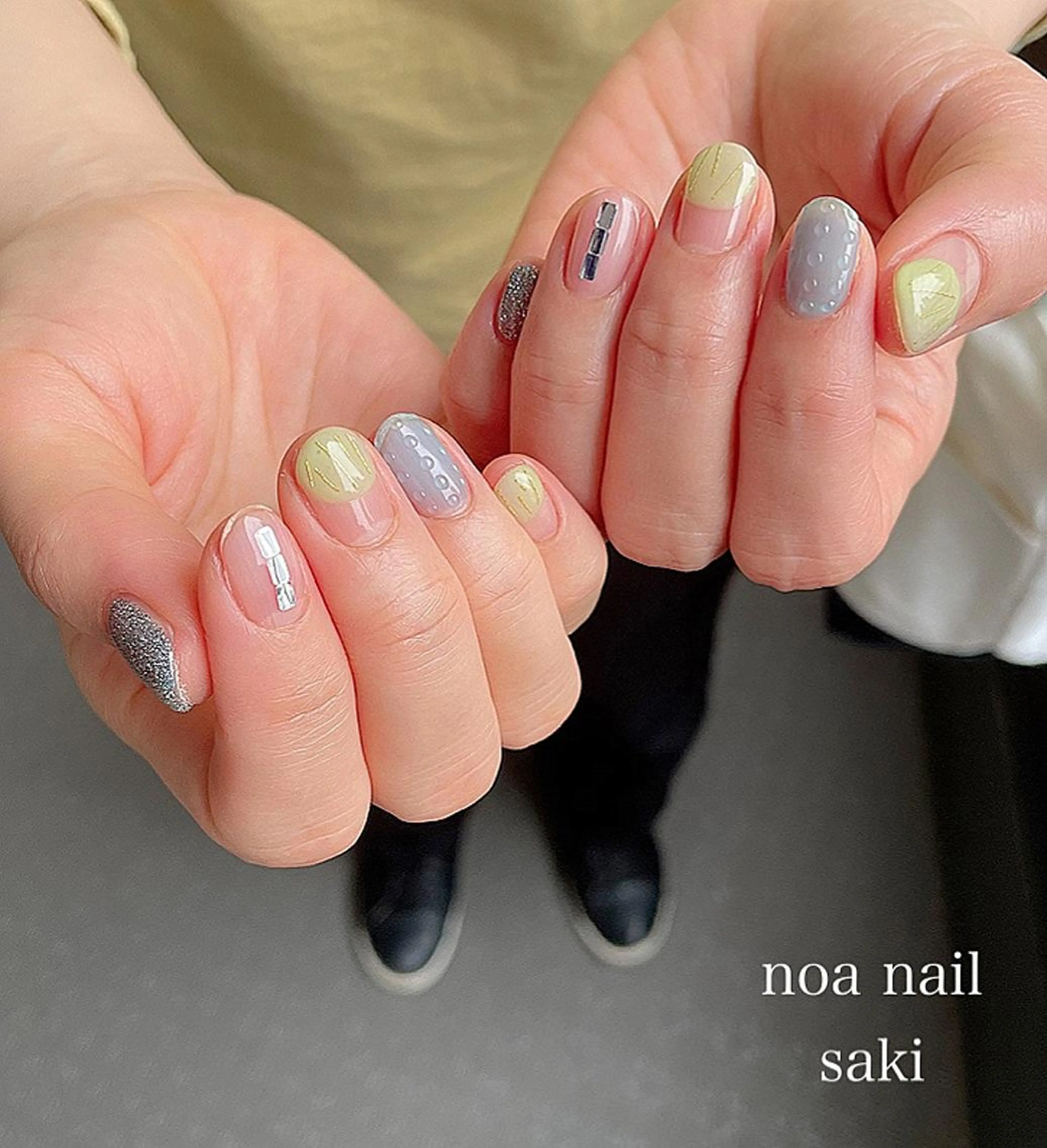 ネイル アートネイル オーロラネイル ジェルネイル 氷ネイル・うるうるネイル ミラーネイル nailsalon noa所属・nailist sakiのネイルデザイン