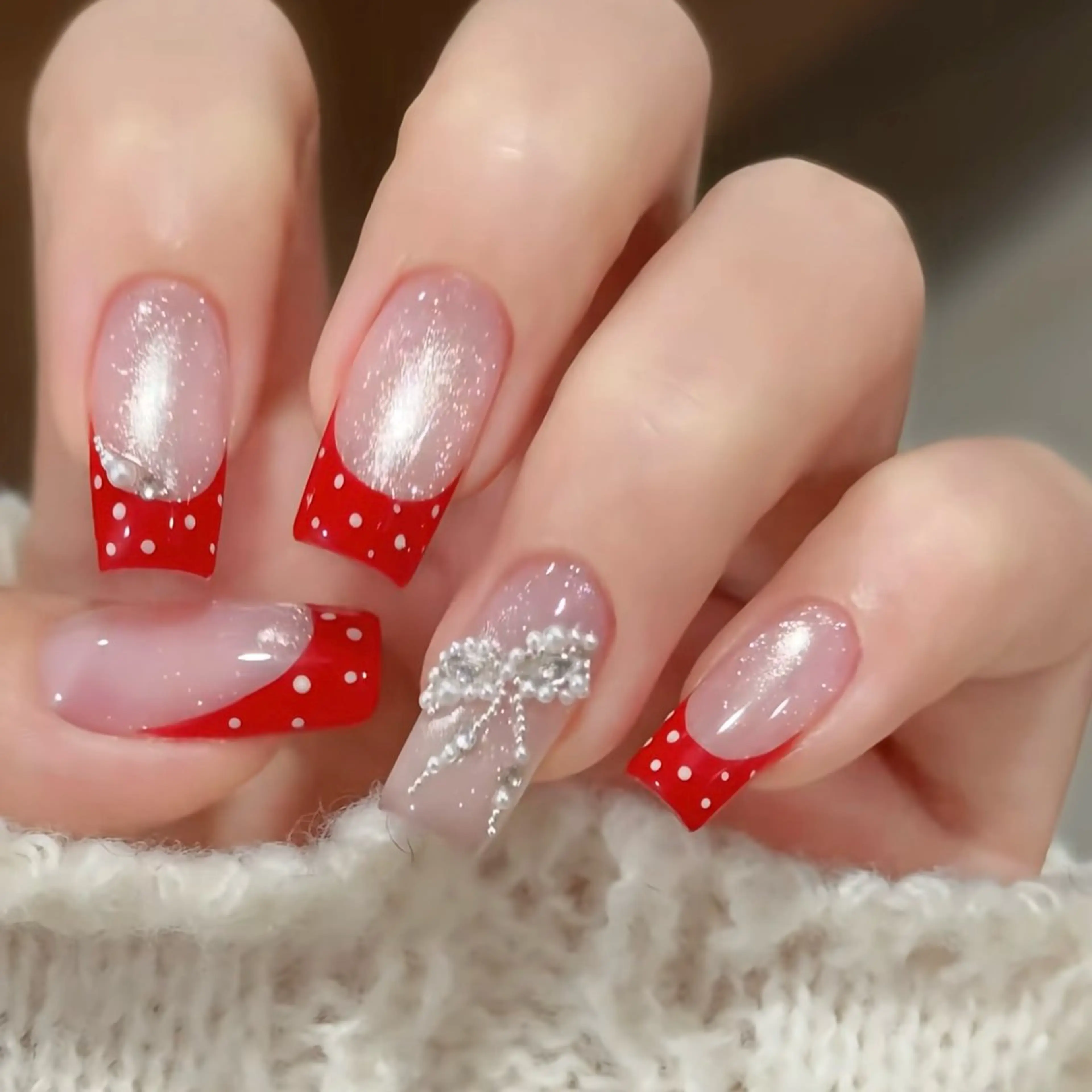 ネイル ドット マグネットネイル リボン ハンドネイル ちりんネイル所属・chirin nailのネイルデザイン