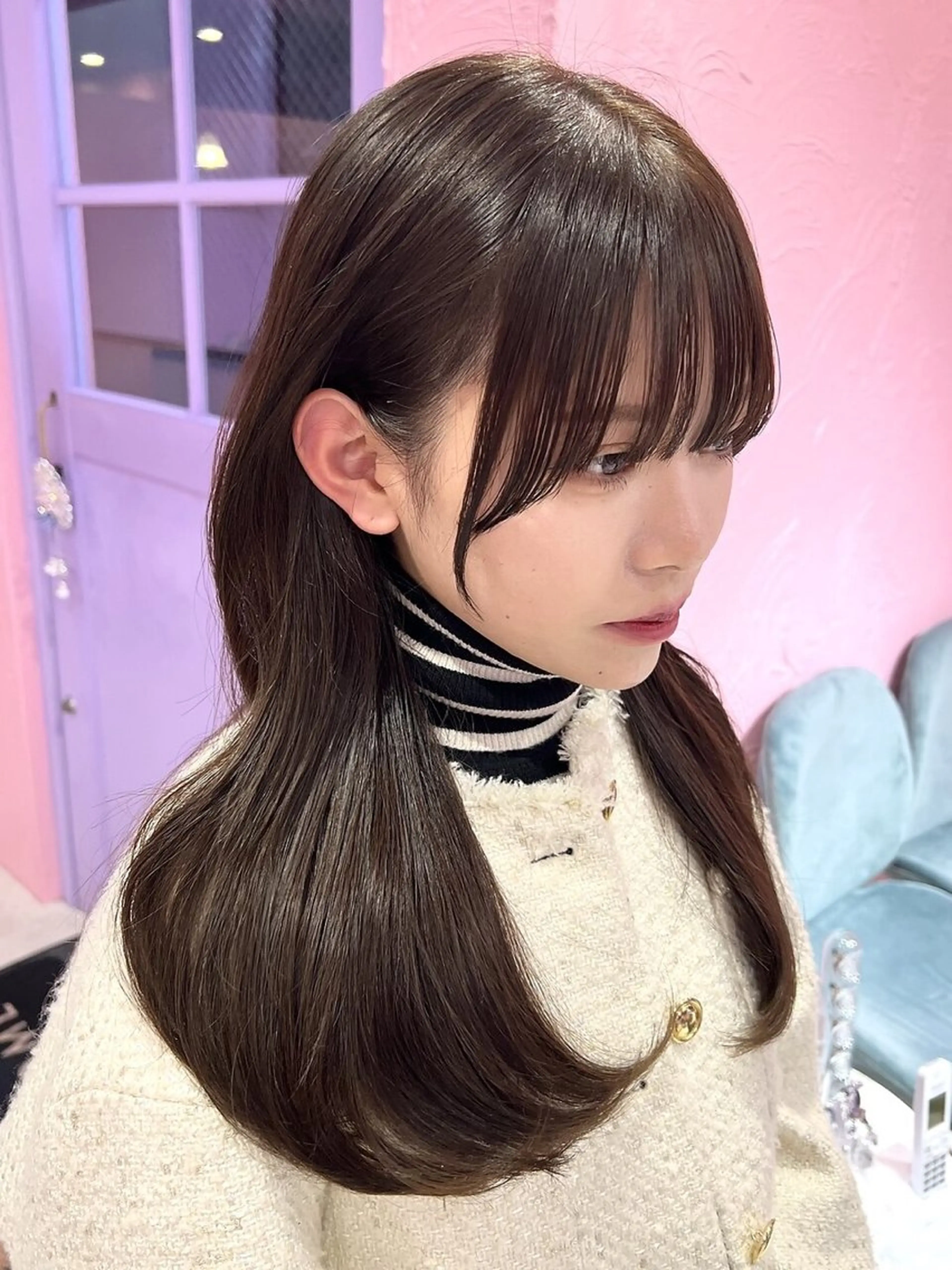 ロング ヘアカラー トリートメント 紙屋町ショート /ボブ　パーマ河内蓮のヘアスタイル