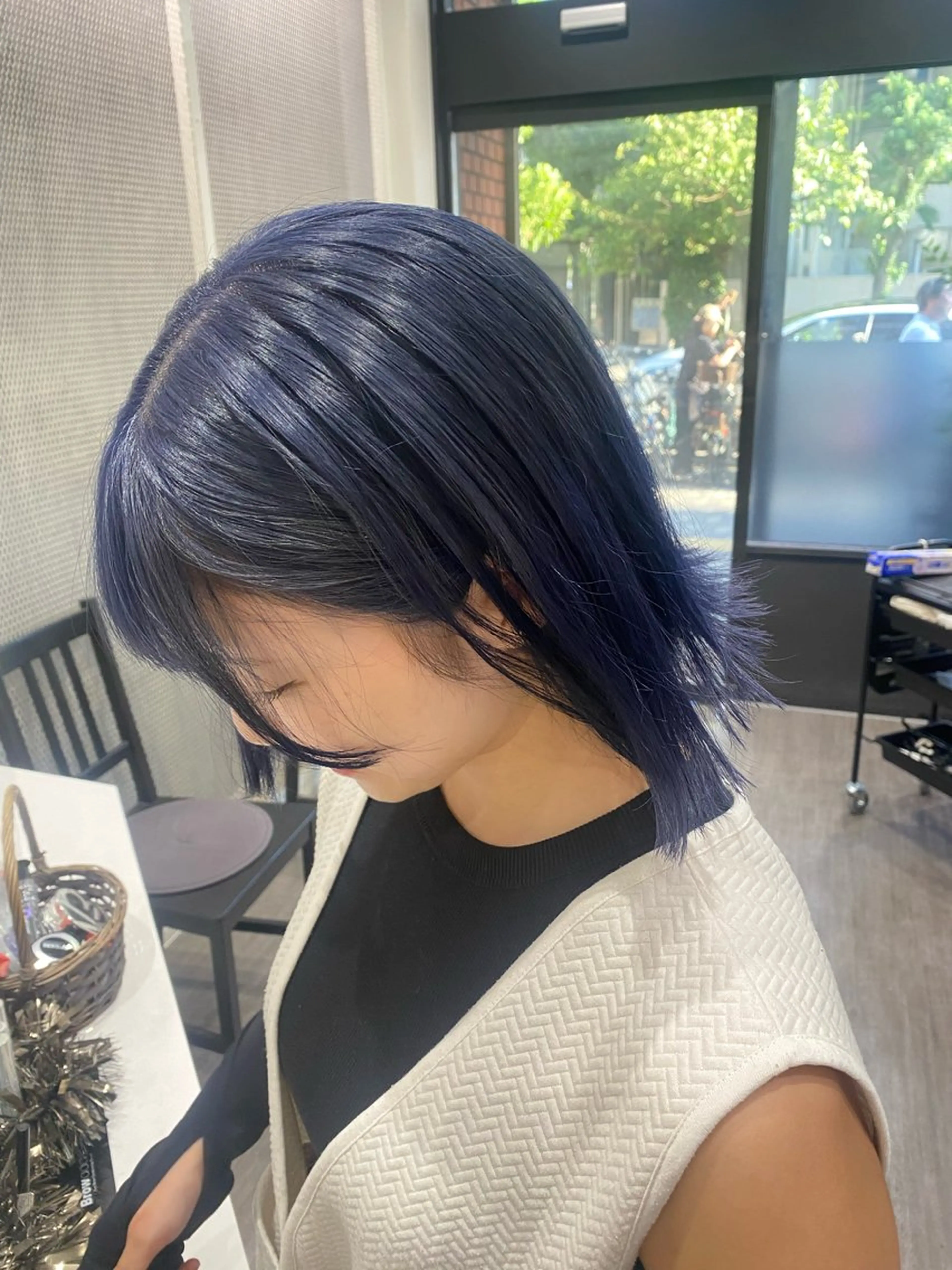 ショート カラー ヘアアレンジ ブルーカラー ネイビーカラー ヘアカラー トリートメント cocotte 💟草間紫音💟のヘアスタイル