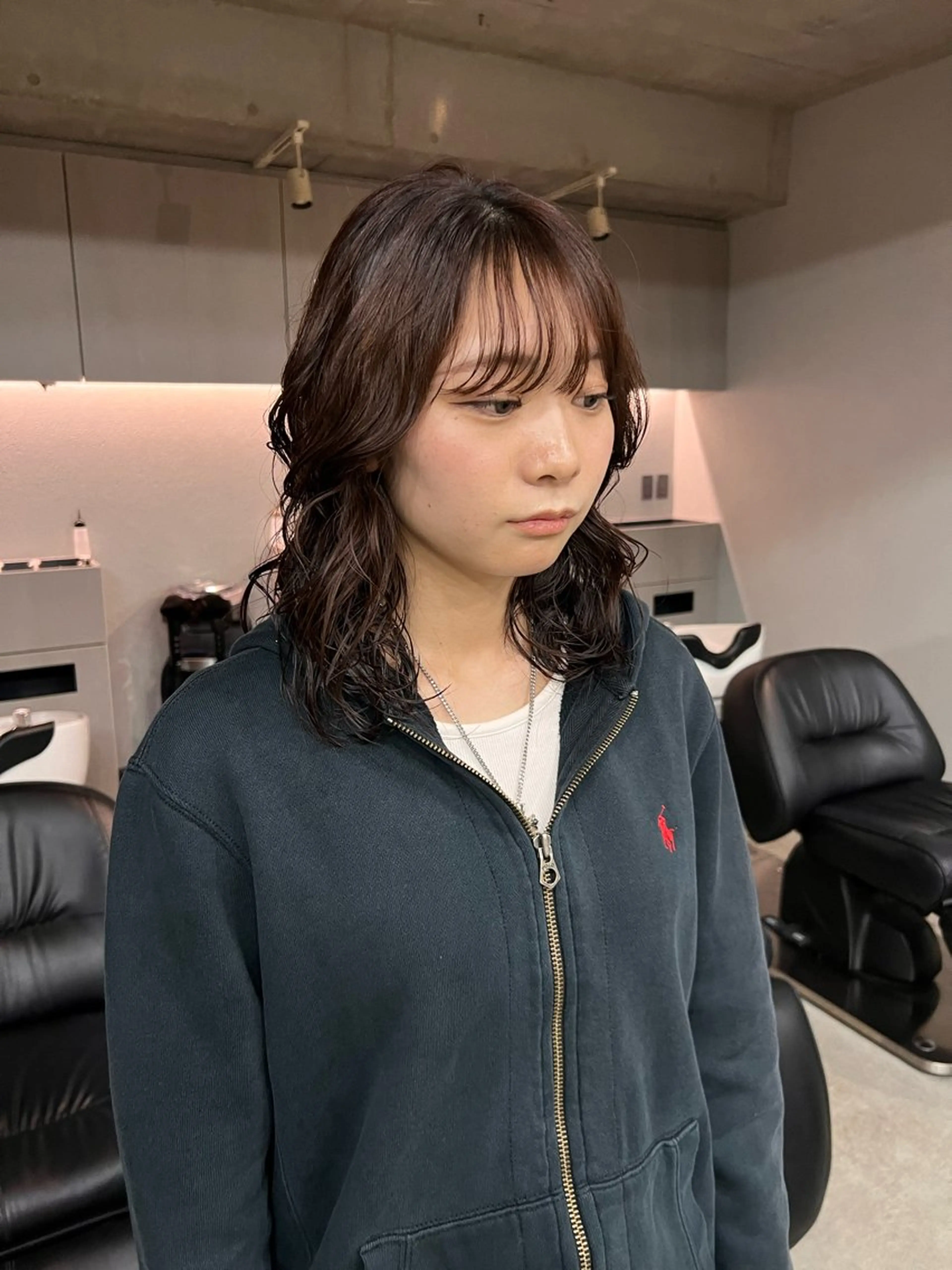 ミディアム パーマ レイヤーカット/ パーマ‪/表参道のヘアスタイル