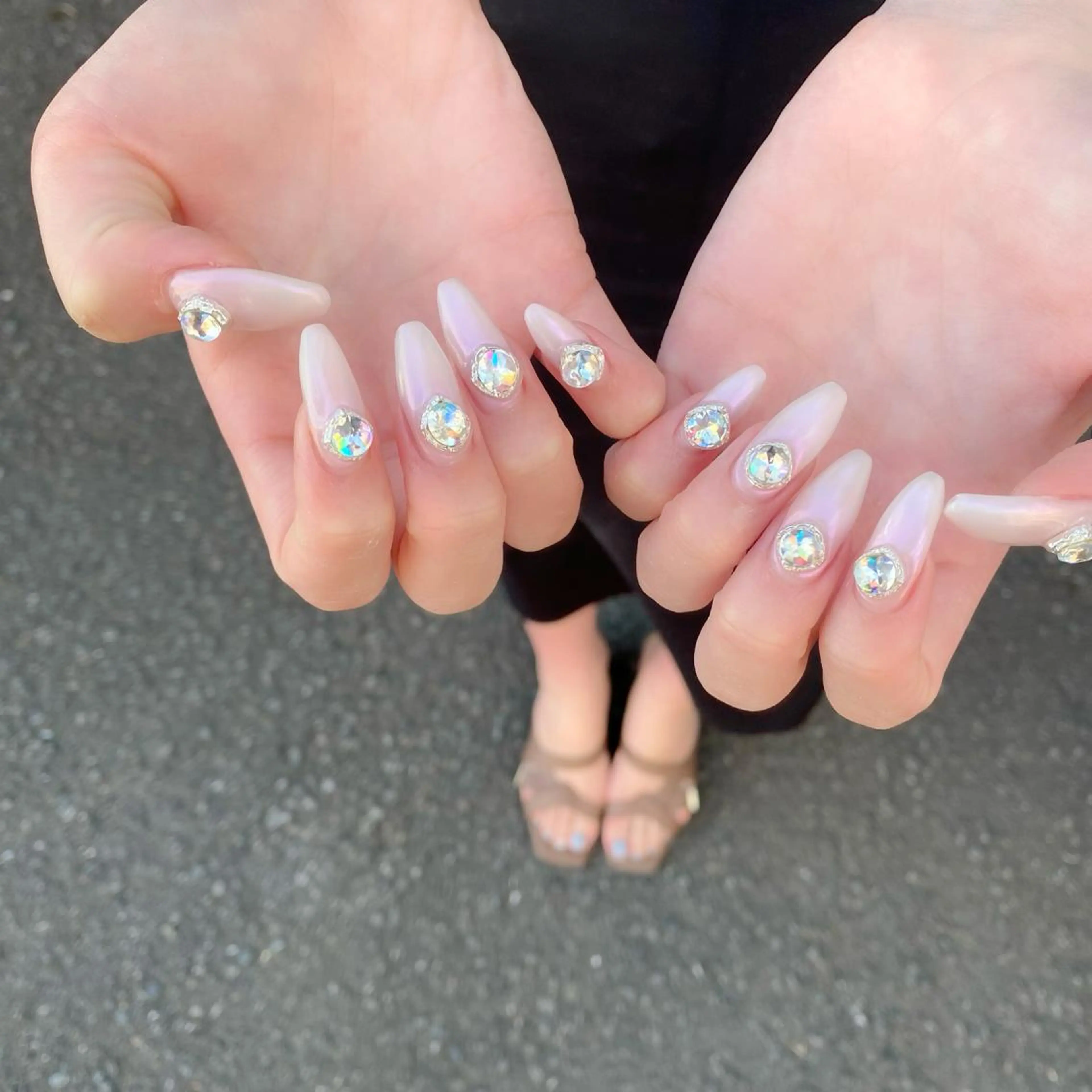 ロング ネイル 韓国風ヘア ロング オーロラネイル ゴージャス 韓国ネイル Salon Ｋのネイルデザイン
