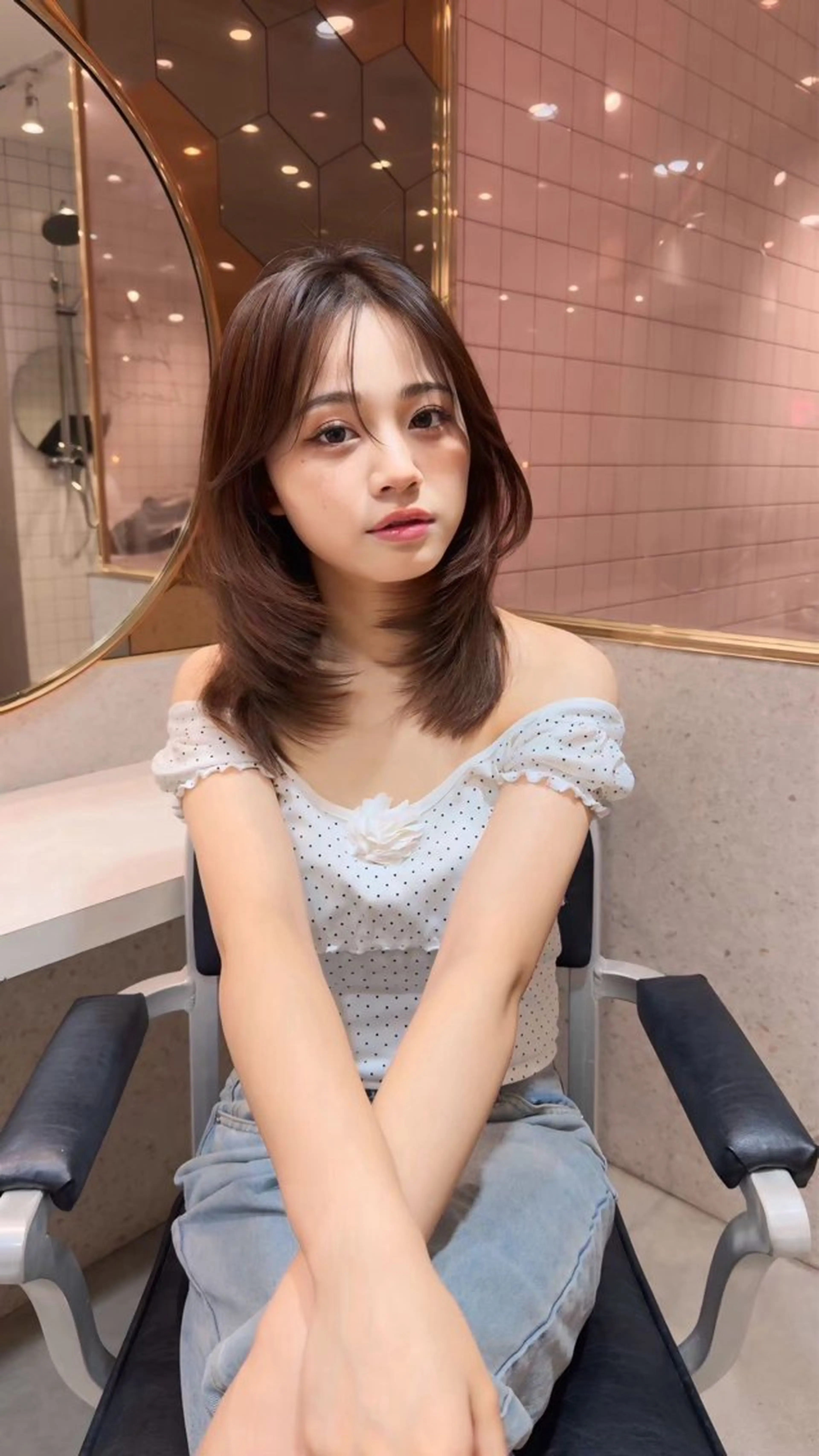 ミディアム カット ヘアカラー トリートメント 新宿/髪質改善/ボブ 韓国レイヤー大重聖斗のヘアスタイル