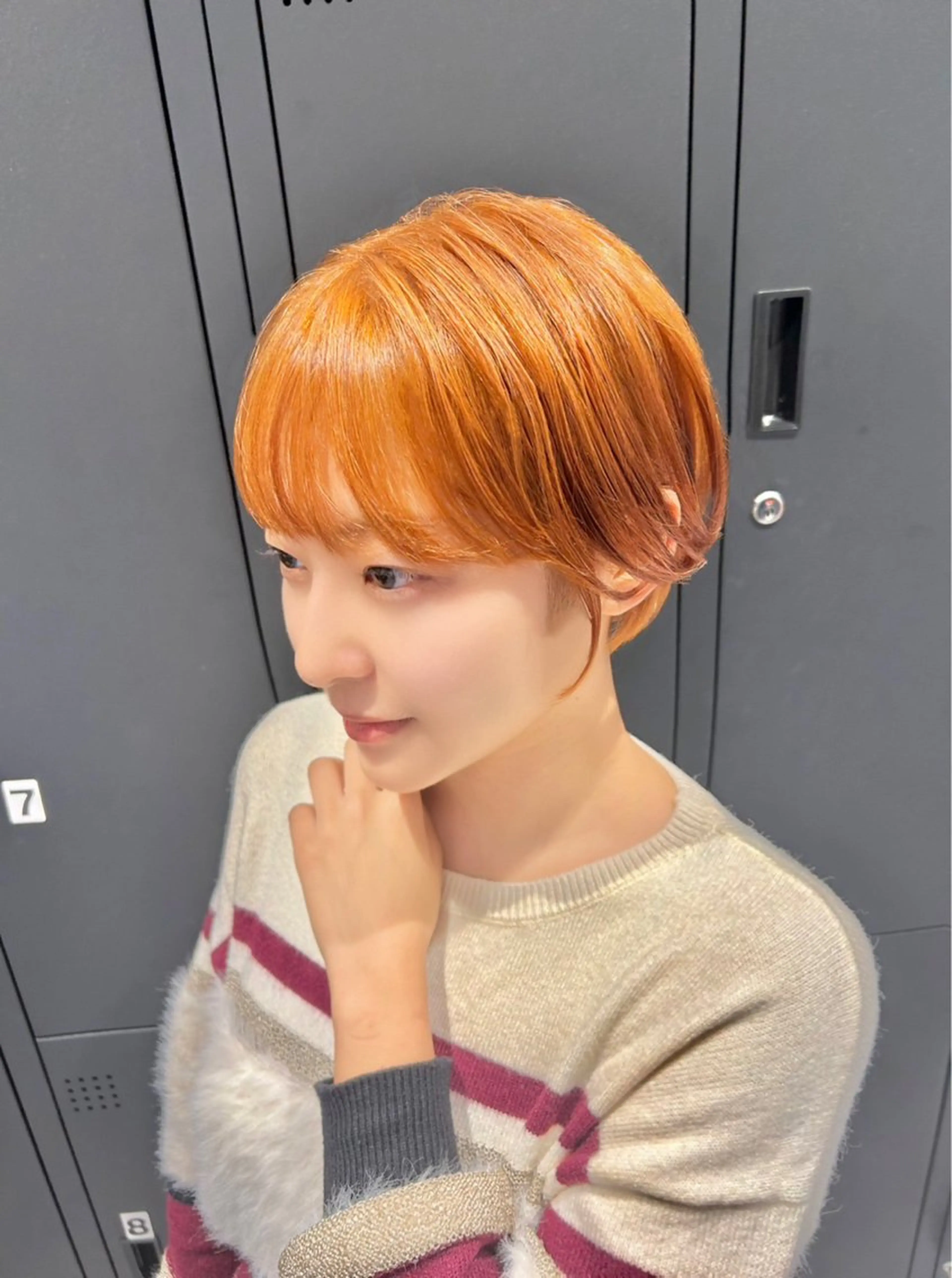 ショート カラー ブリーチ オレンジ ☾伊左治祐未☾メンズ カットセンター北のヘアスタイル