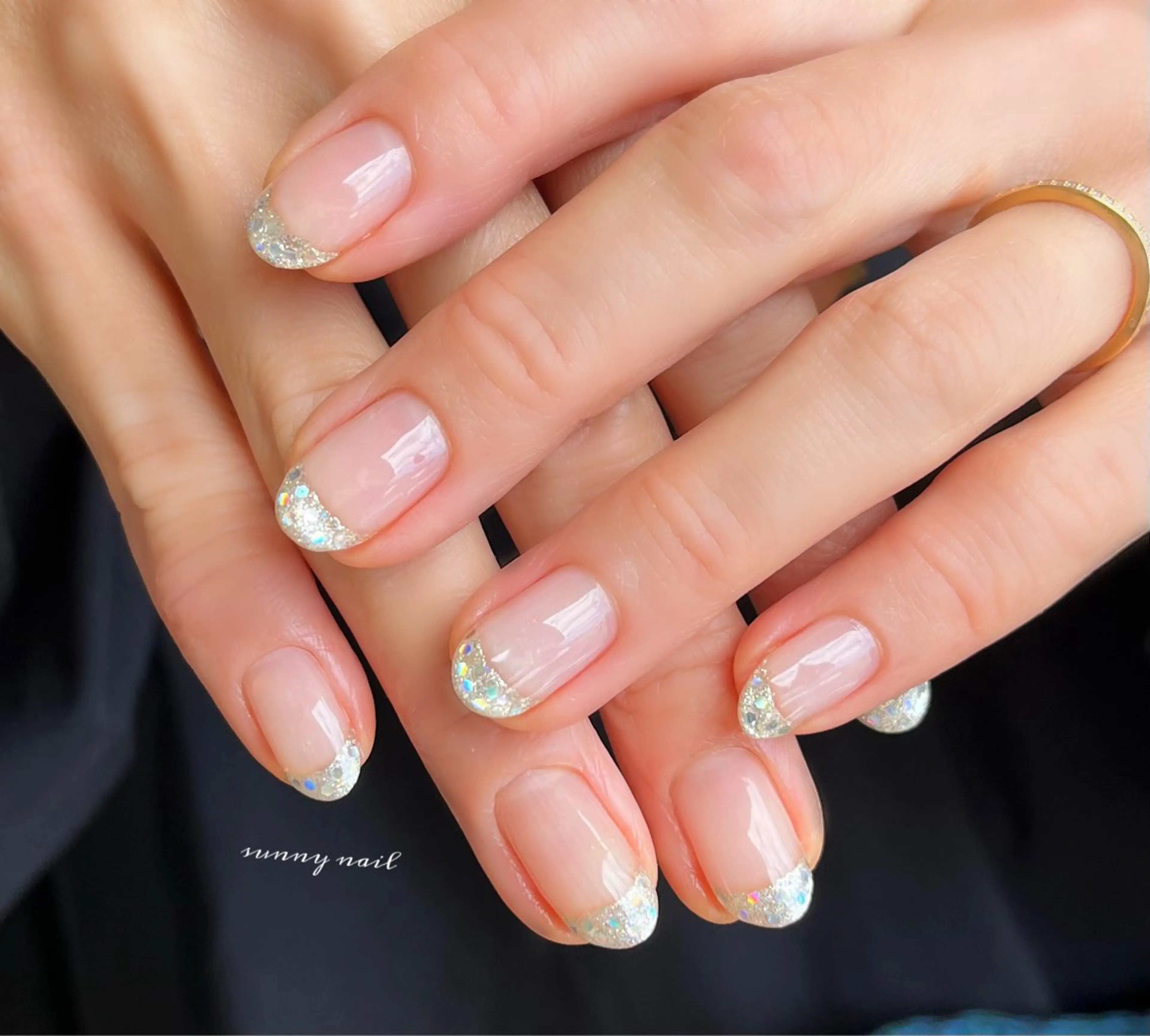 ネイル フレンチネイル ジェルネイル ガラスフレンチ パラジェル ブライダルネイル ハンドネイル ハンドケア sunny nailのネイルデザイン