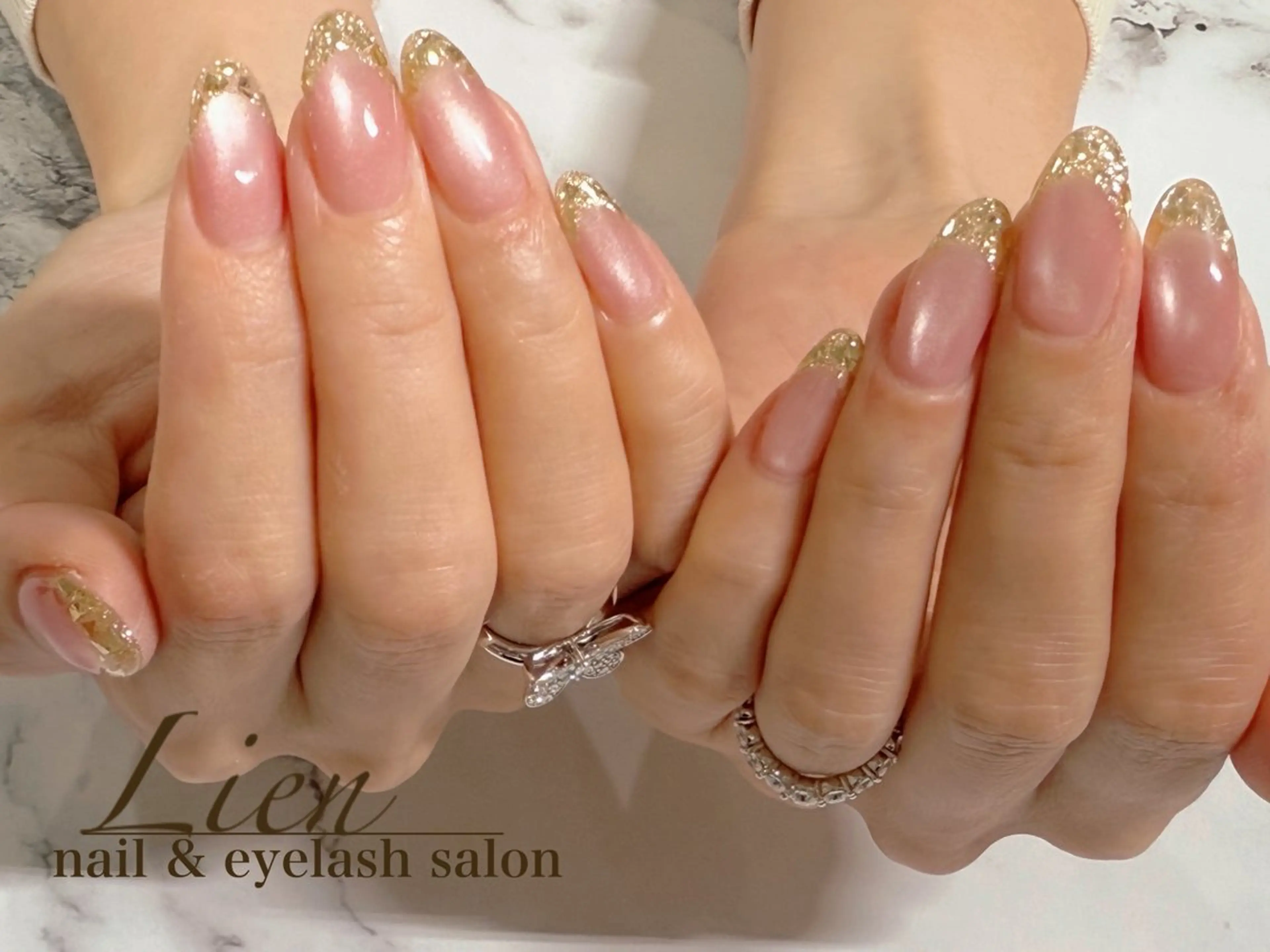ネイル 長さ出し フットネイル フレンチネイル ジェルネイル ガラスフレンチ ハンドネイル Lien（リアン） 銀座駅6分のネイルデザイン