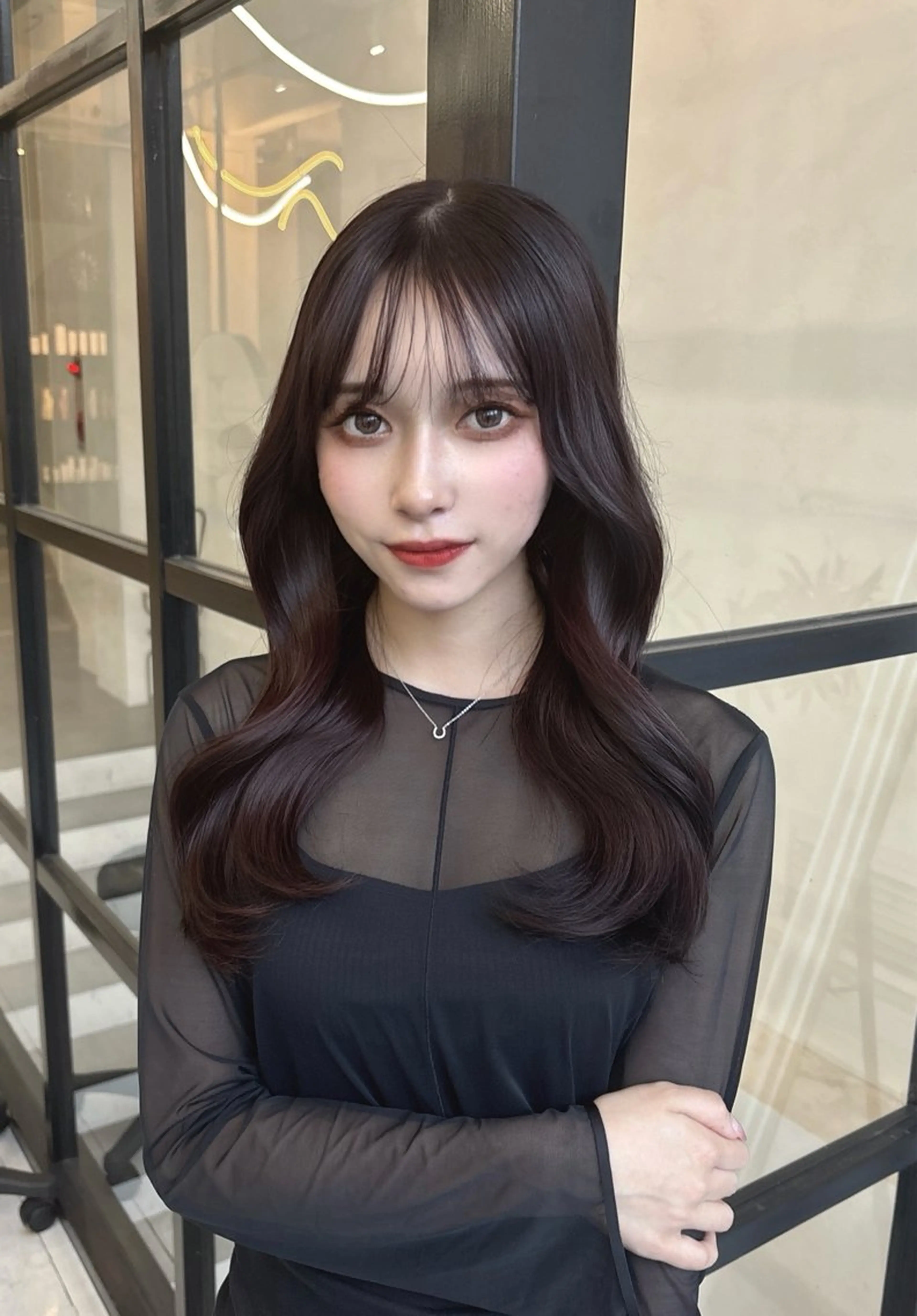 ロング パープルカラー ヘアカラー MaisonHALU さくらのヘアスタイル