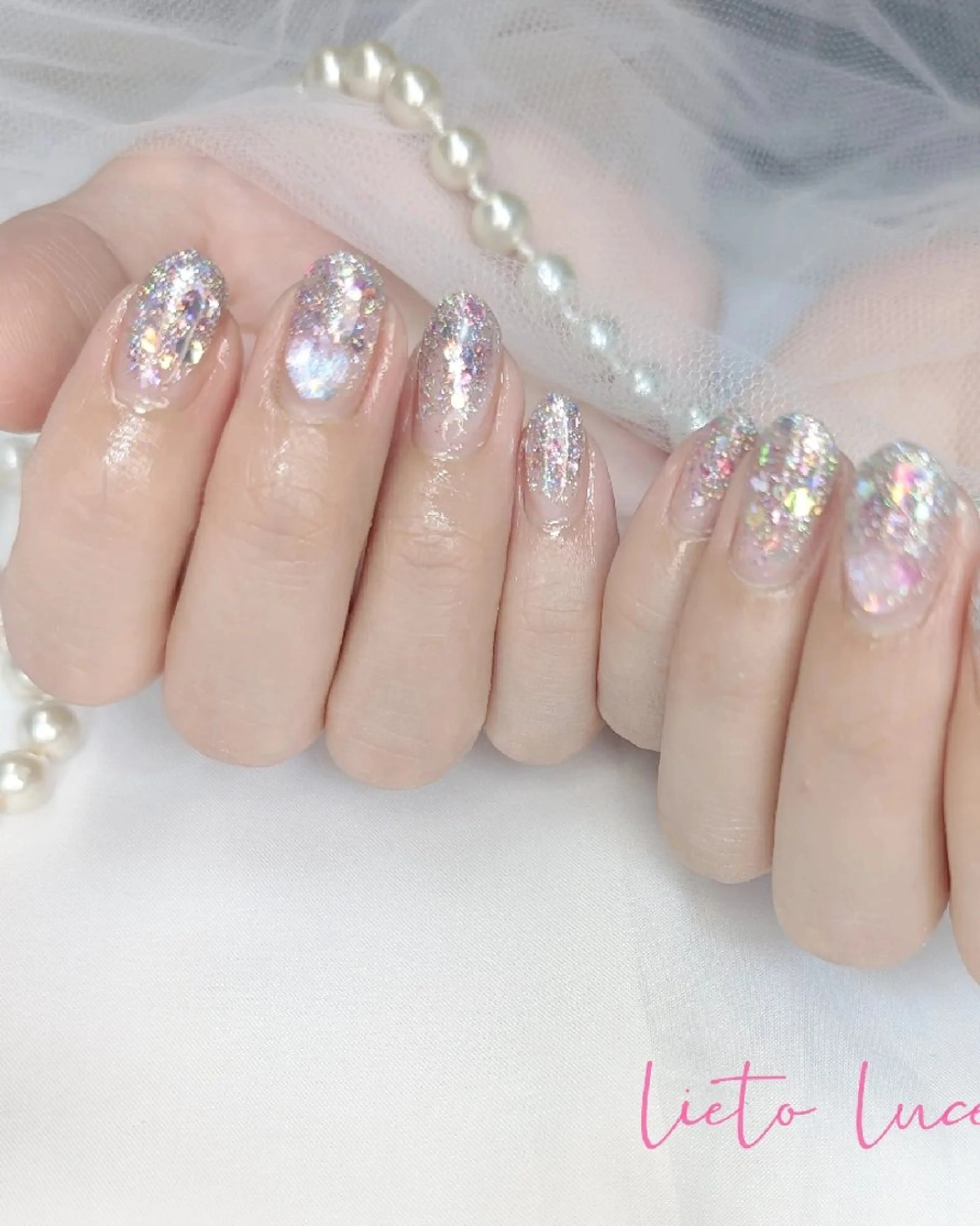ネイル キラキラネイル ラメ(グリッター) ラメグラデーション ハンドネイル フットネイル lieto luce Yukaのネイルデザイン